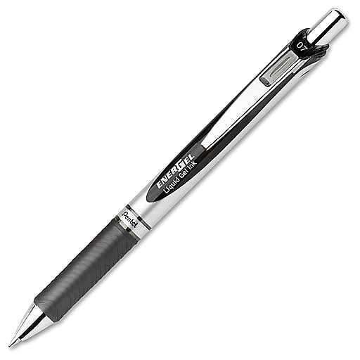 Pentel EnerGel RTX Retractable Gel Pens, Medium Point, Black Ink, Dozen