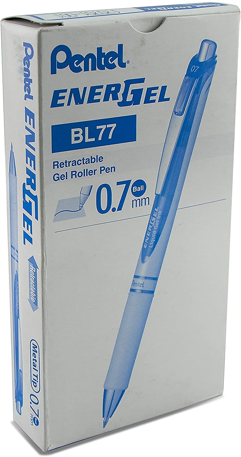 Pentel EnerGel RTX Retractable Gel Pens, Medium Point, Blue Ink, 12/Pack