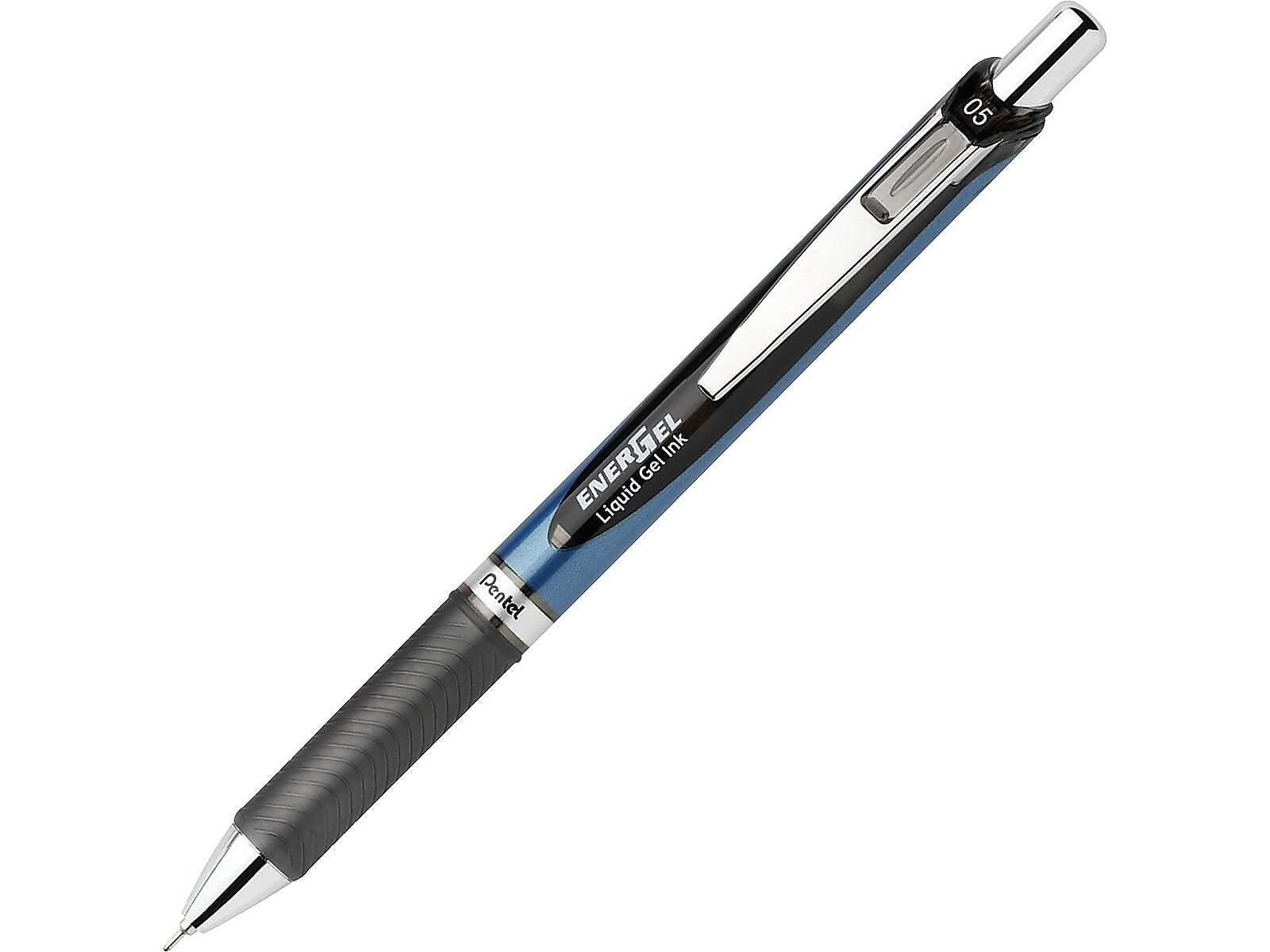 Pentel EnerGel RTX Retractable Gel Pens, Needle Tip Fine Point, Black Ink, 3/Pack