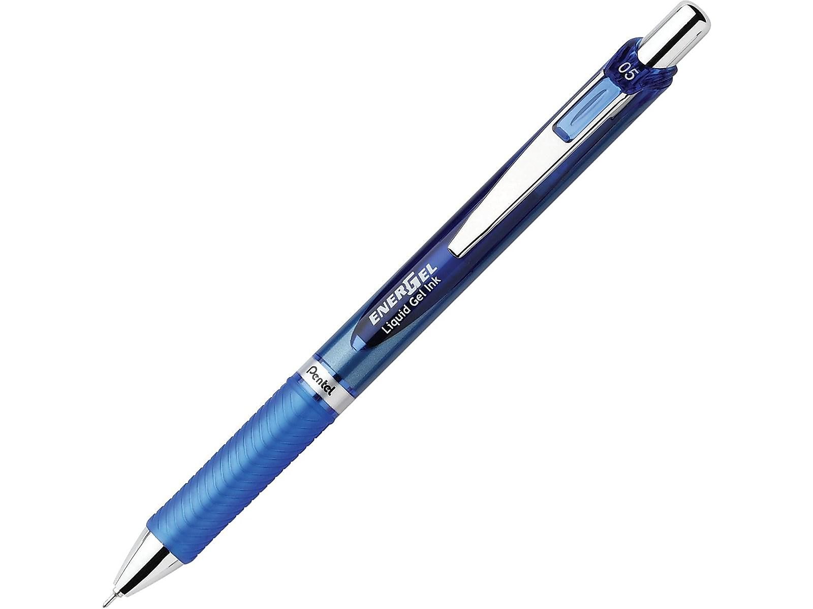 Pentel EnerGel RTX Retractable Gel Pens, Needle Tip Fine Point, Blue, Dozen