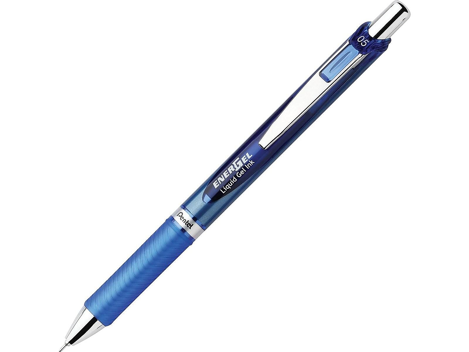 Pentel EnerGel RTX Retractable Gel Pens, Needle Tip Fine Point, Blue Ink, 3/Pack