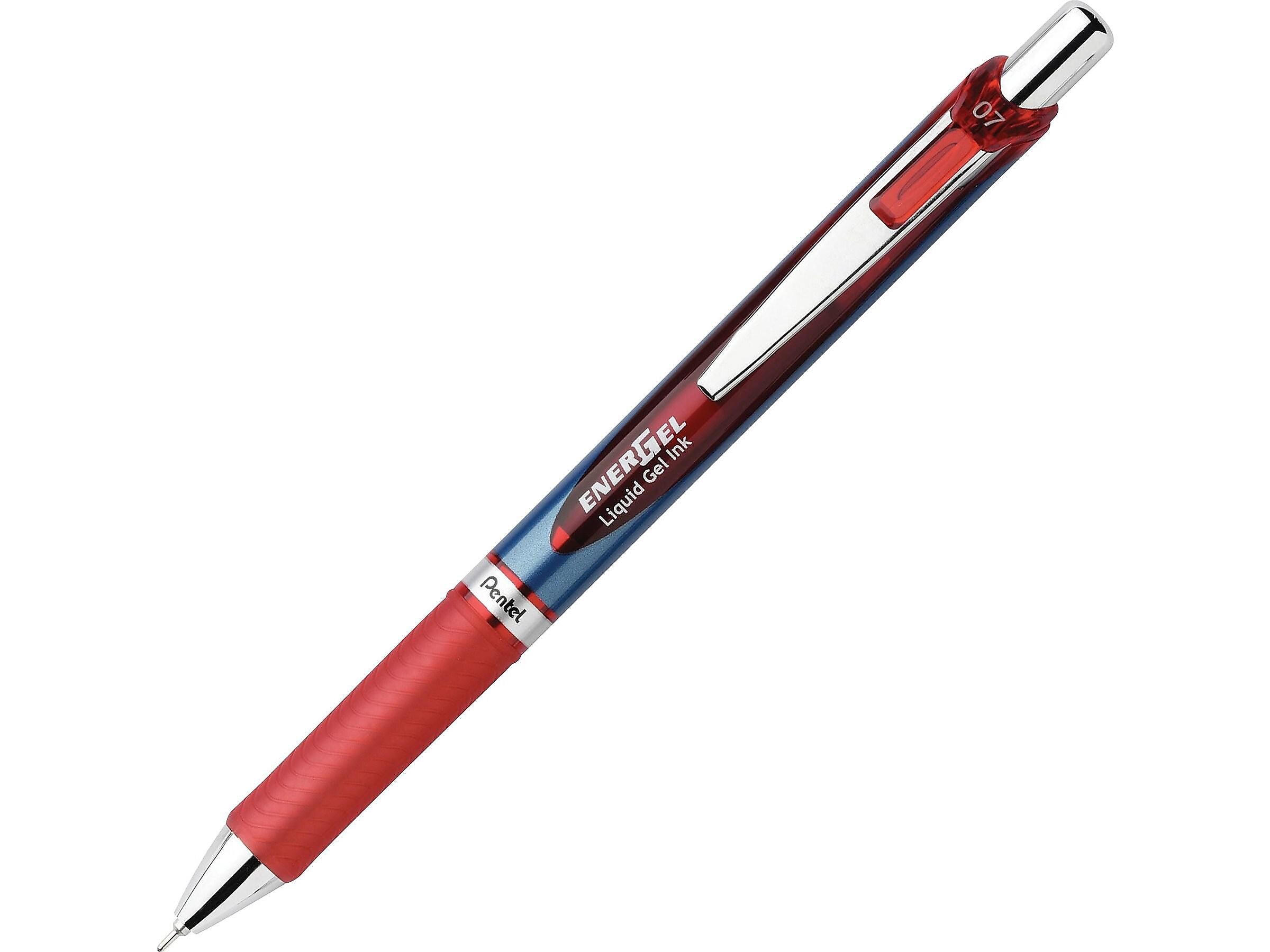 Pentel EnerGel RTX Retractable Gel Pens, Needle Tip Medium Point, Red Ink, 12/Pack