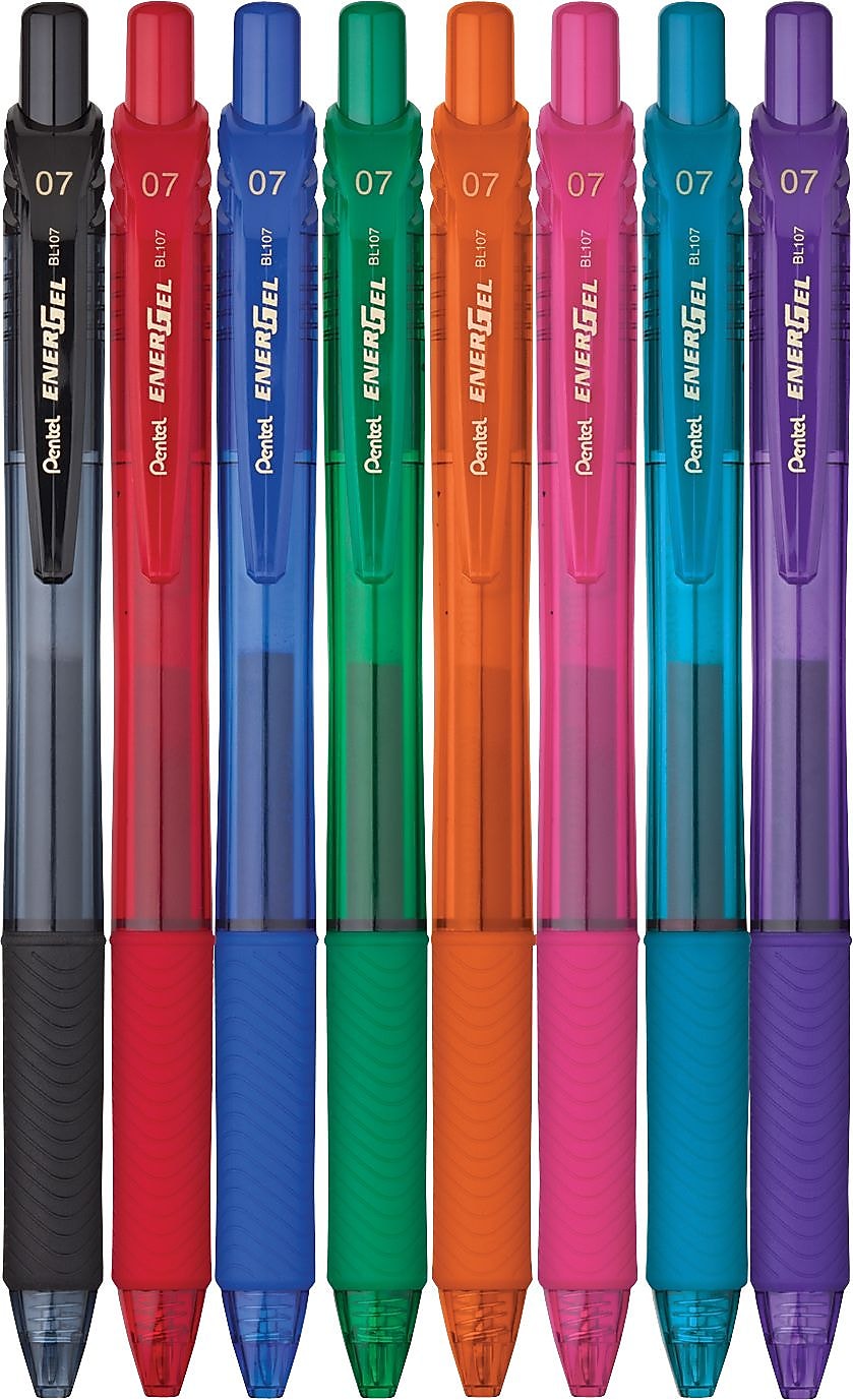 Pentel EnerGel-X RollerGel Retractable Gel Pens, Medium Point, Assorted Ink Colors, 8/Pack