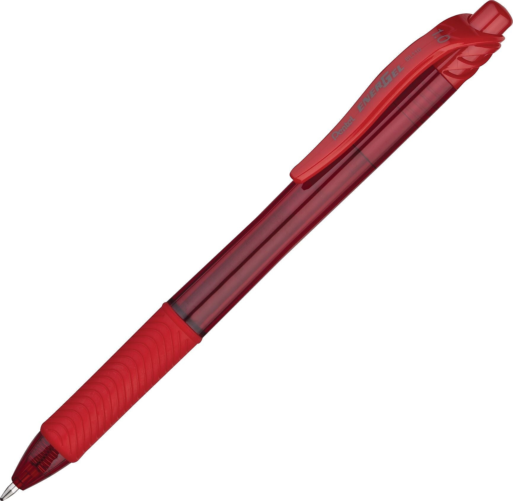 Pentel EnerGelX Retractable Gel Pens, Bold Point, Red Ink, 12/Pack