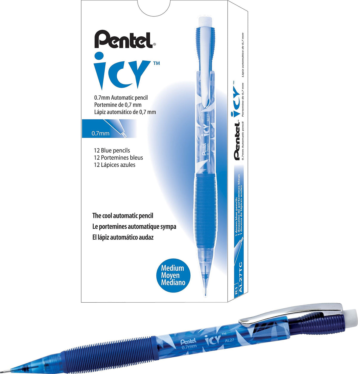 Pentel Icy Mechanical Pencil, 0.7mm, #2 Medium Lead, Dozen