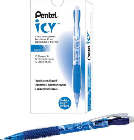 Pentel Icy Mechanical Pencil, 0.7mm, #2 Medium Lead, Dozen