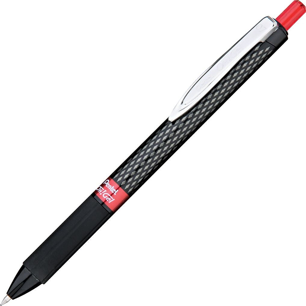 Pentel Oh! Gel™ Retractable Gel Pens, Medium Point, Red Ink, Dozen