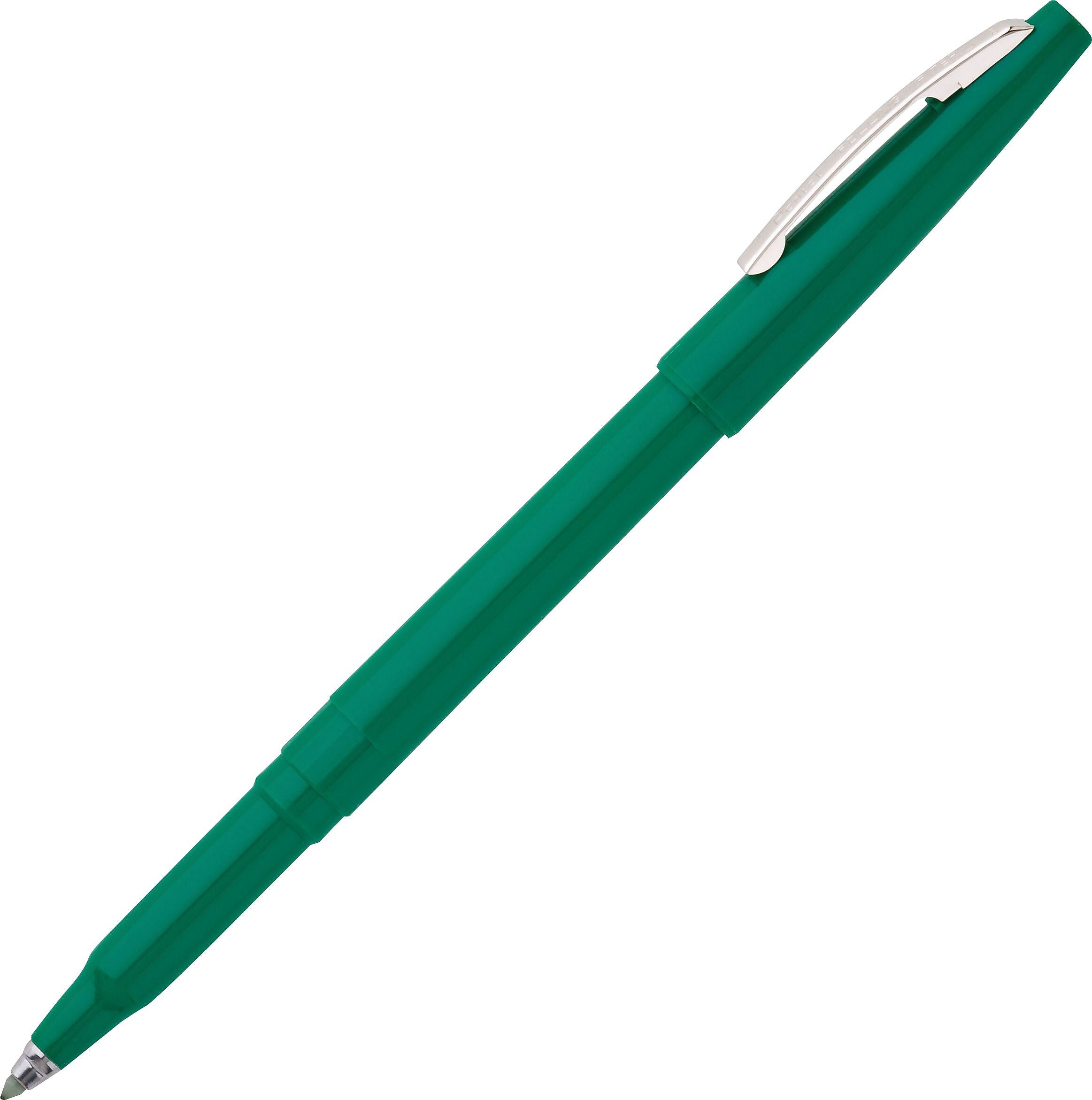 Pentel Rolling Writer Rollerball Pen, Medium Point, Green Ink, Dozen