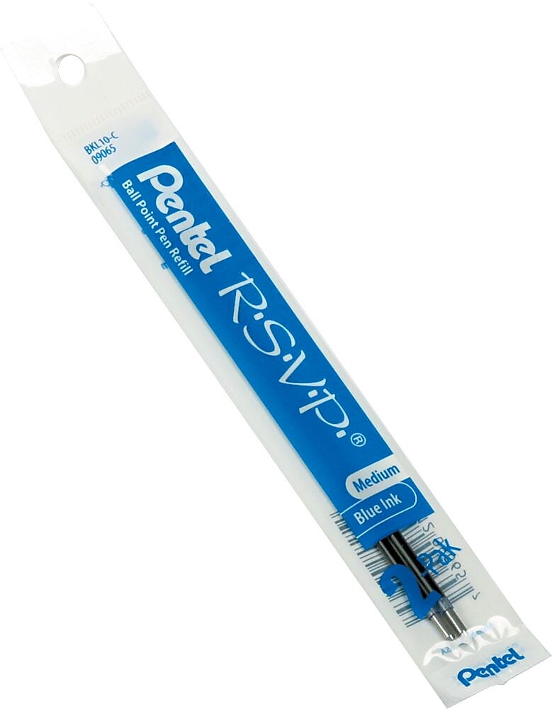 Pentel® RSVP Ballpoint Pen Refills, 1.0mm, Blue, 2 per pack