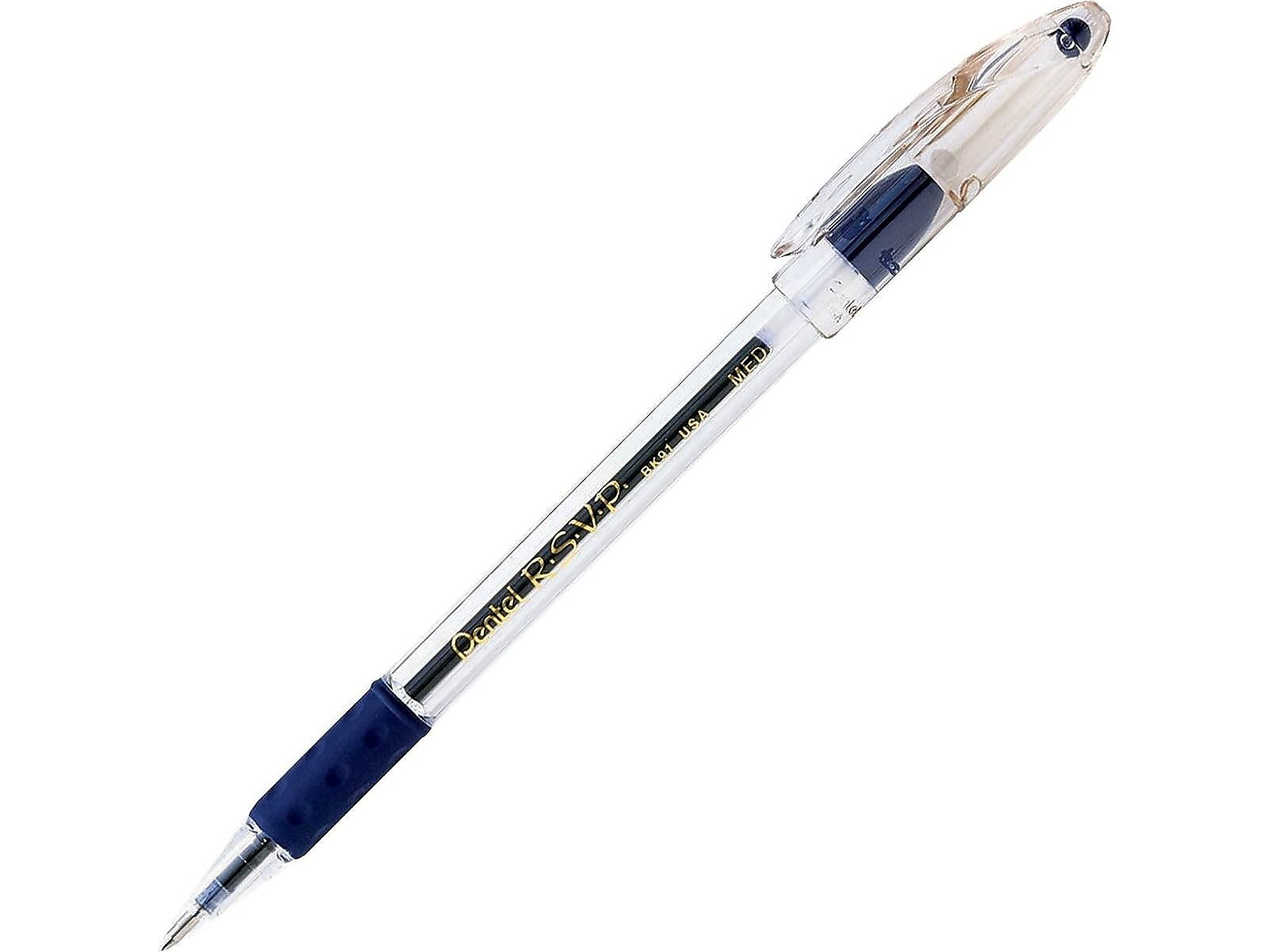 Pentel R.S.V.P. Ballpoint Pens, Medium Point, Blue Ink, Dozen