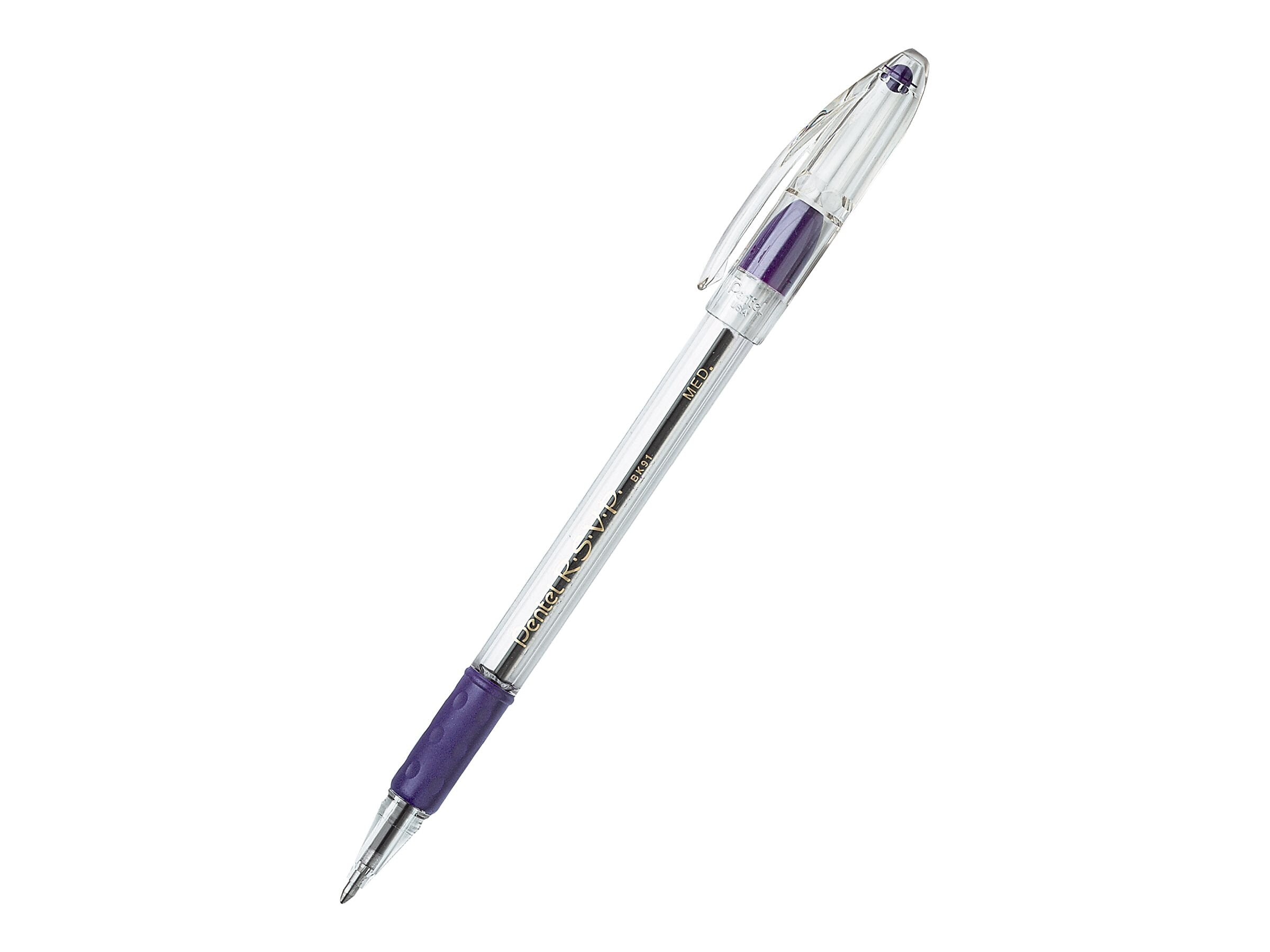 Pentel R.S.V.P. Ballpoint Pens, Medium Point, Purple Ink, 12/Pack