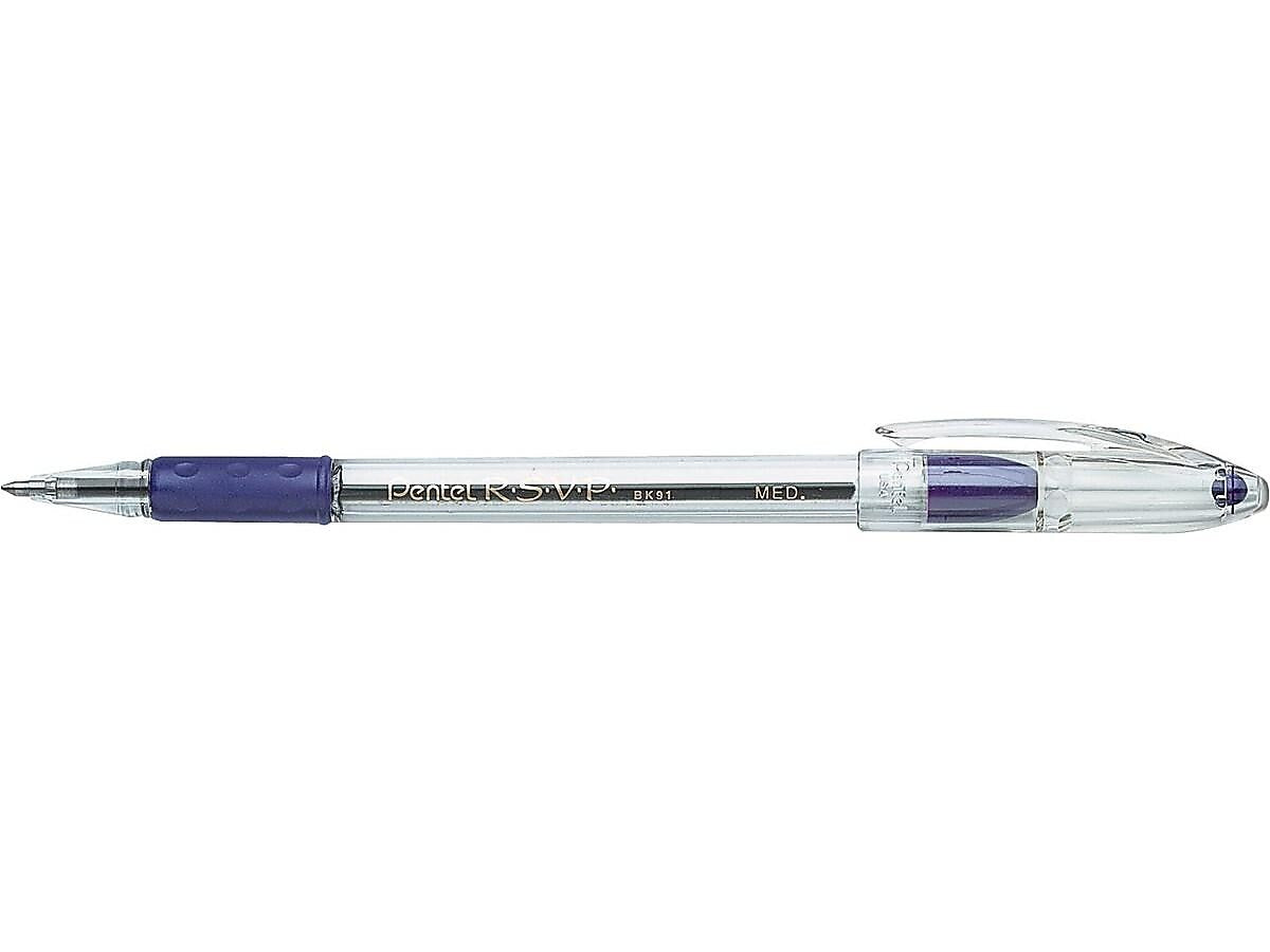 Pentel R.S.V.P. Ballpoint Pens, Medium Point, Purple Ink, 12/Pack
