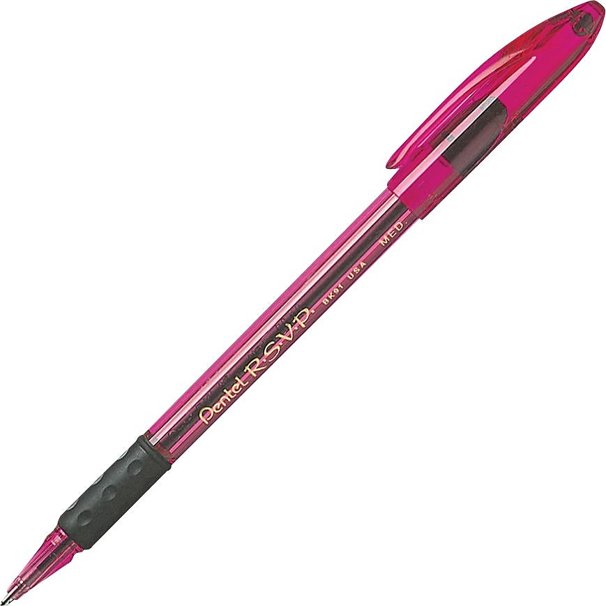 Pentel R.S.V.P.® Razzle-Dazzle™ Pink Ribbon Ballpoint Pens, Medium Point, Black Ink, 5/Pack
