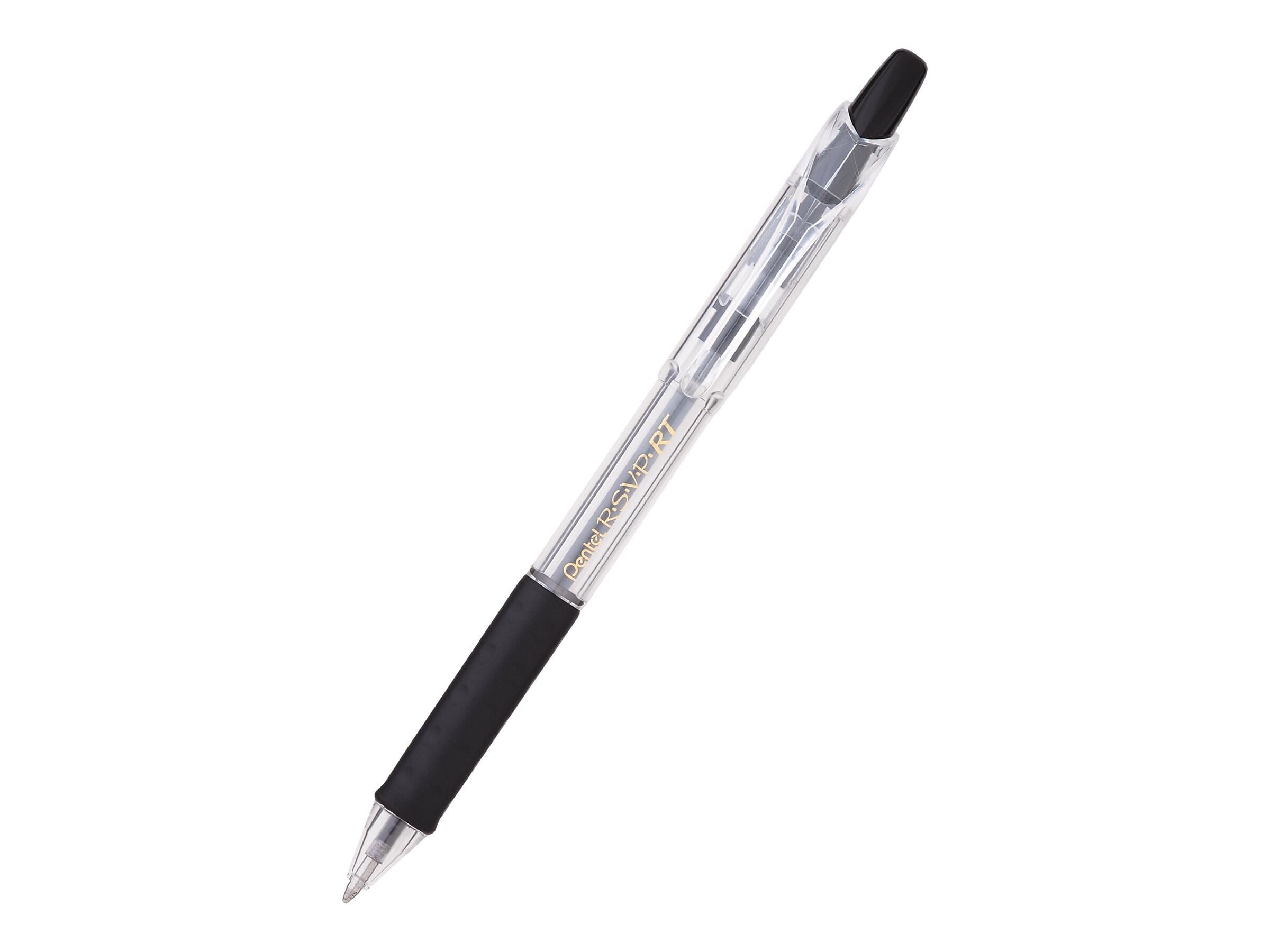 Pentel R.S.V.P. RT Retractable Ballpoint Pens, Medium Point, Black Ink, Dozen