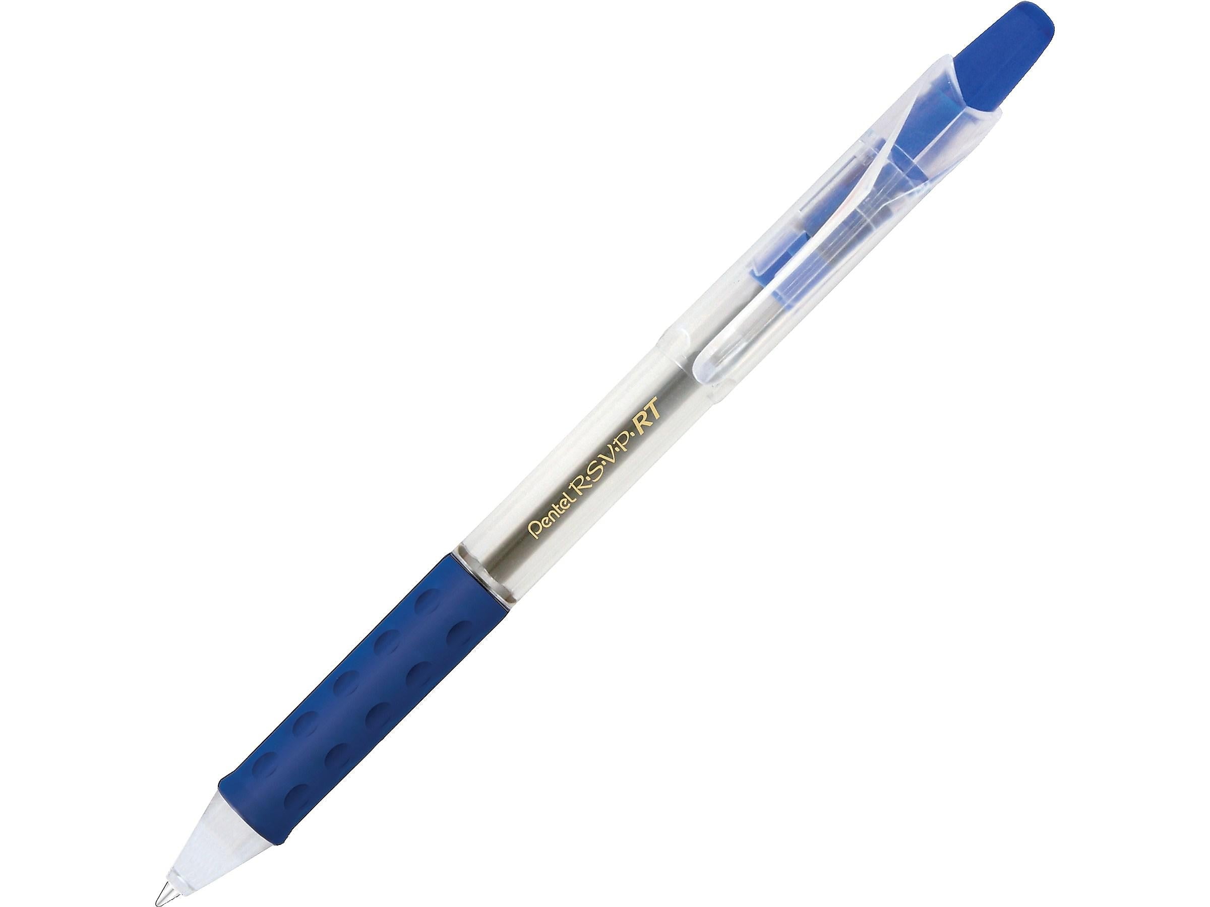 Pentel R.S.V.P. RT Retractable Ballpoint Pens, Medium Point, Blue Ink, Dozen