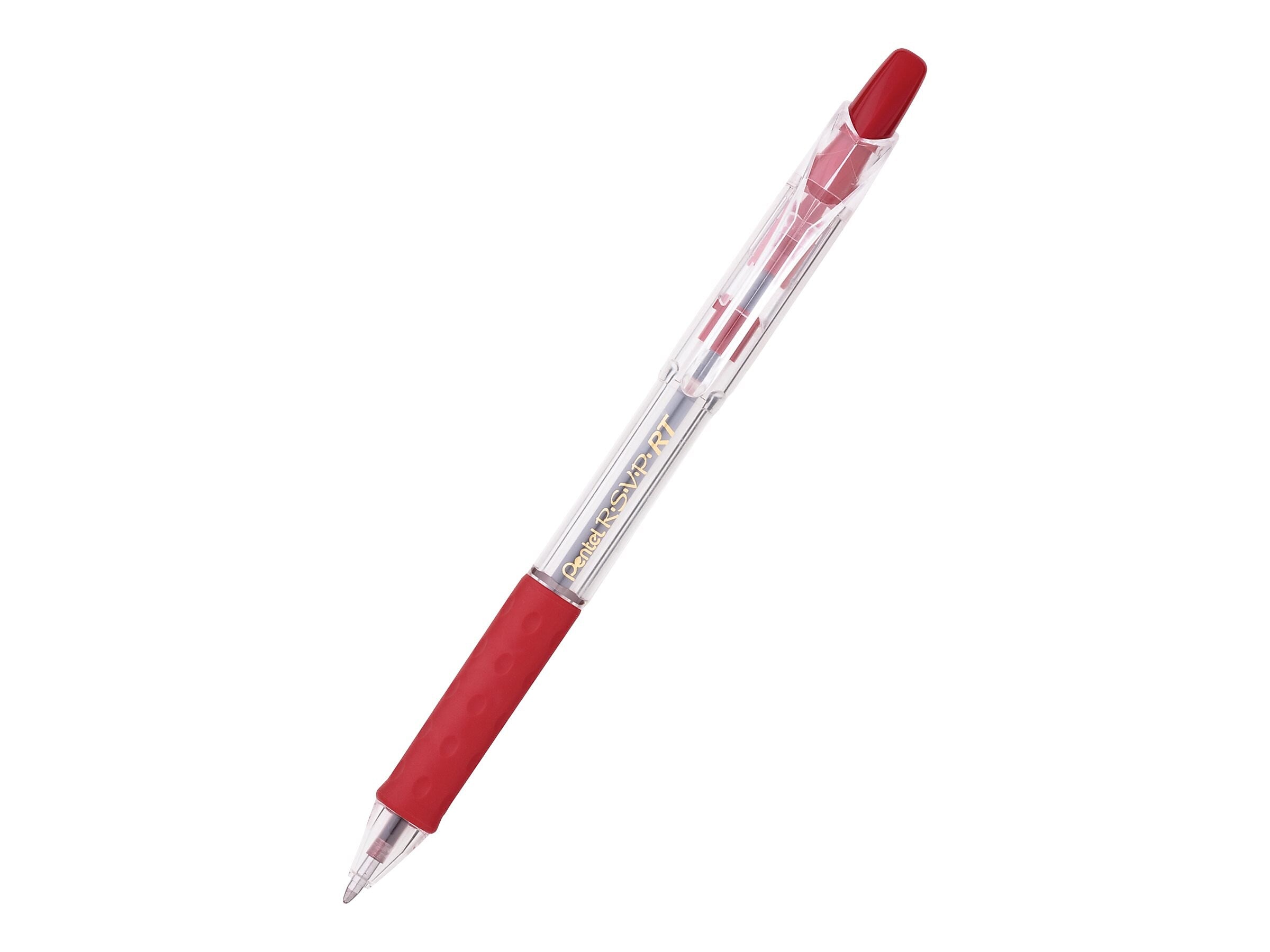 Pentel R.S.V.P. RT Retractable Ballpoint Pens, Medium Point, Red Ink, Dozen