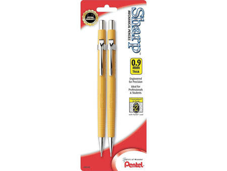 Pentel Sharp Mechanical Pencil, 0.9mm, #2 Medium Lead, 2/Pack