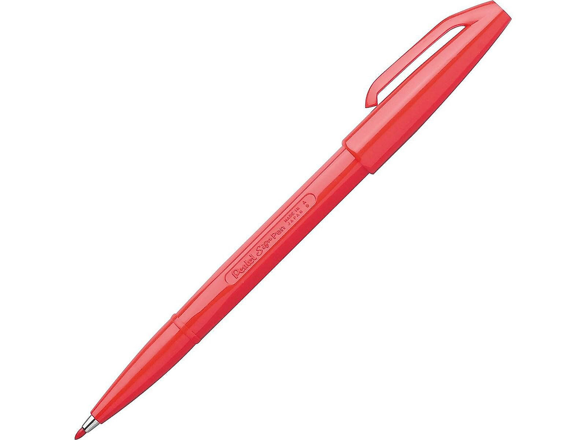 Pentel Sign Felt Pens, Fine Point, Red Ink, Dozen