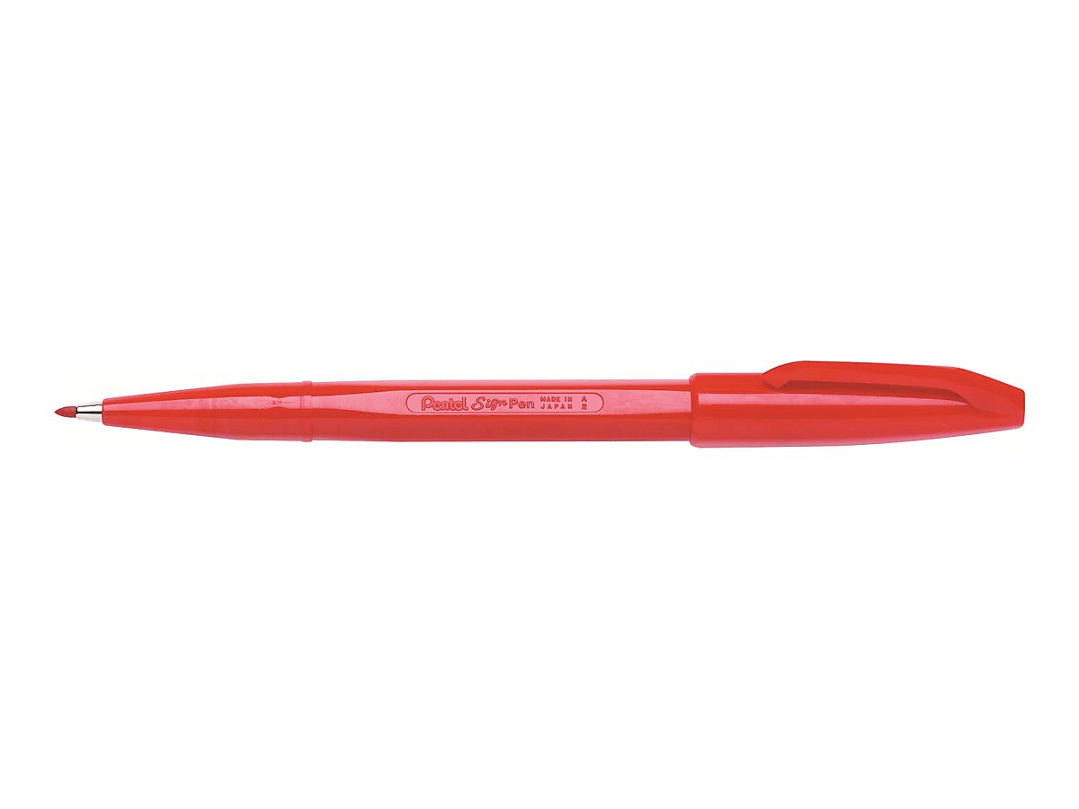 Pentel Sign Felt Pens, Fine Point, Red Ink, Dozen