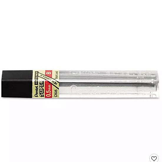 Pentel Super Hi-Polymer Lead Refill, 0.5mm, 12/Leads