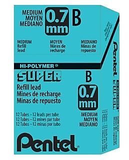 Pentel Super Hi-Polymer Lead Refill, 0.7mm, 12/Leads