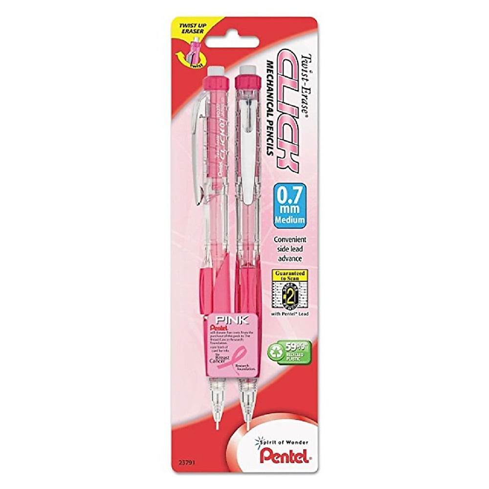 Pentel Twist-Erase Mechanical Pencil, 0.7mm, #2 Medium Lead, 2/Pack