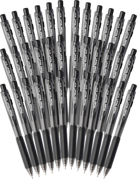 Pentel® WOW® Retractable Ballpoint Pens Bonus Pack, Medium Point, Black Ink, 36/Pack