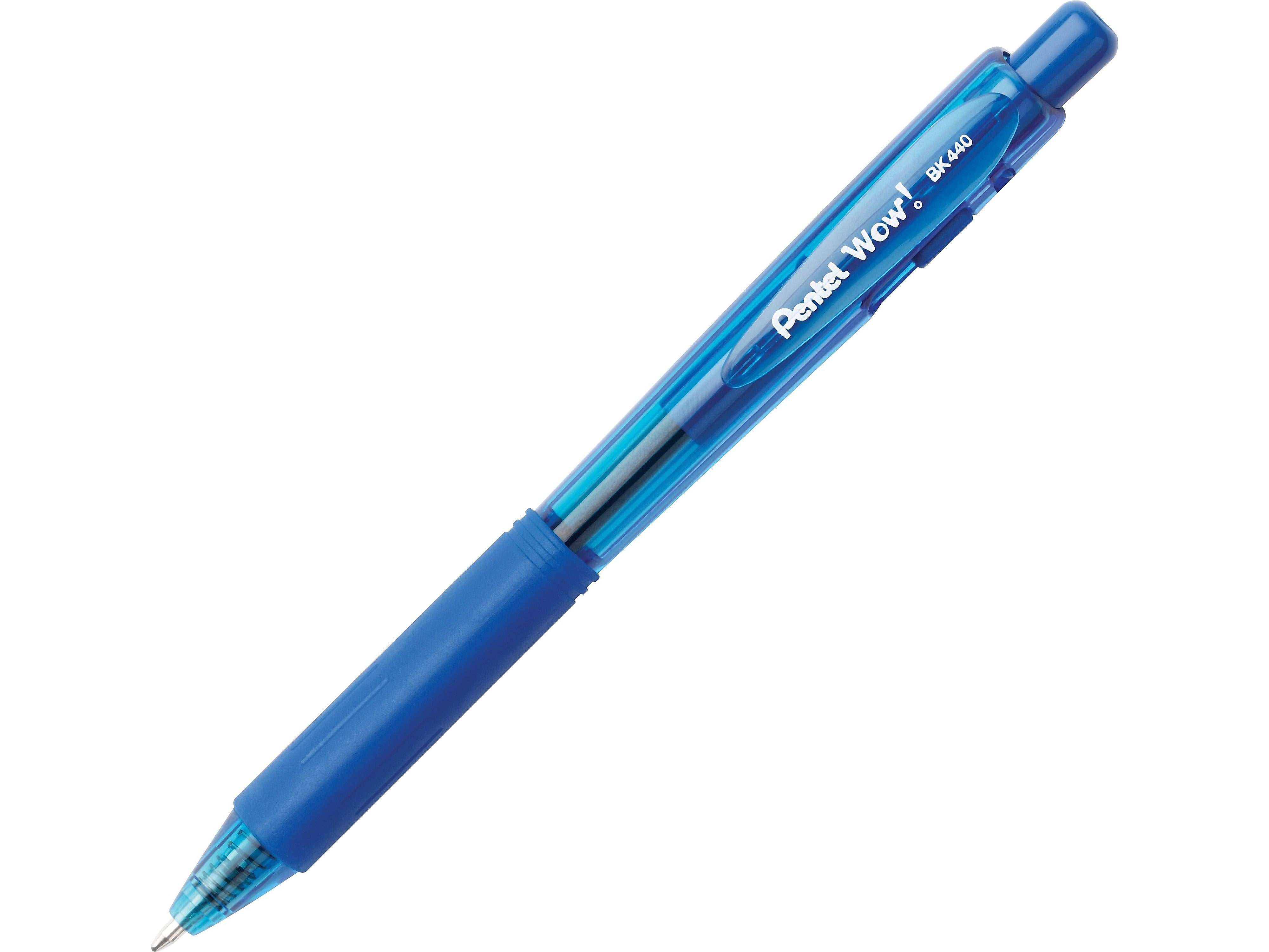 Pentel WOW! Retractable Ballpoint Pens, Medium Point, Blue Ink, 18 Pack