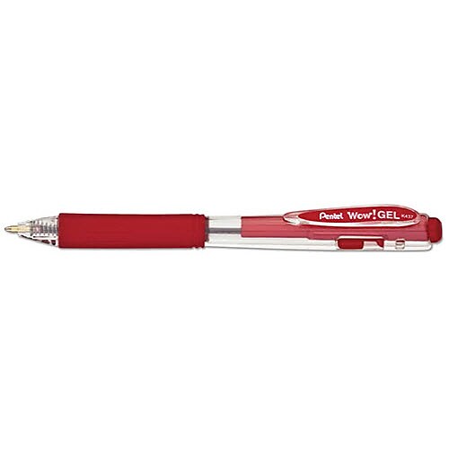Pentel WOW! Retractable Gel Pens, Medium Point, Red Ink, Dozen