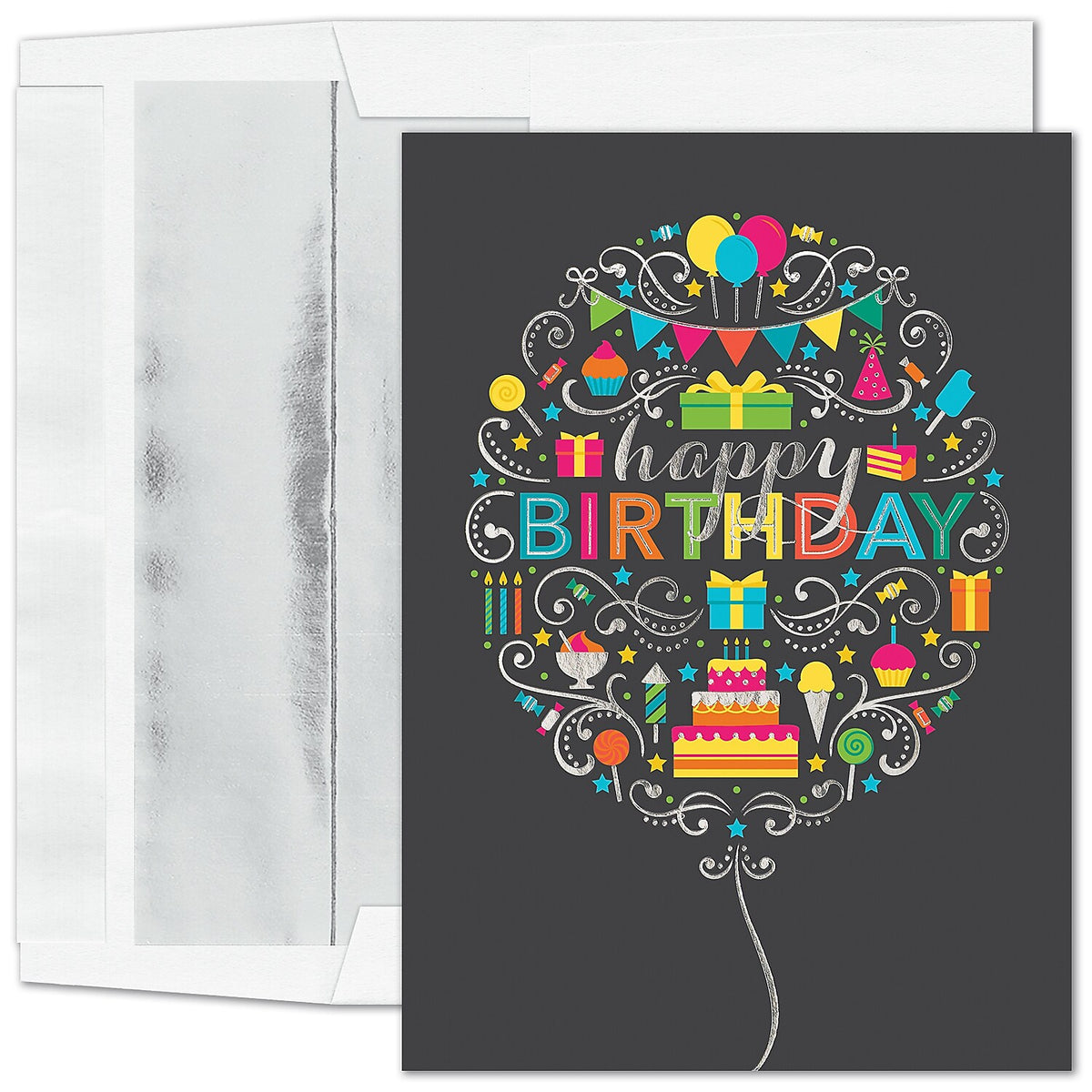 "Perfect Birthday" Card w/ Silver Lined White Envelope, 250/BX