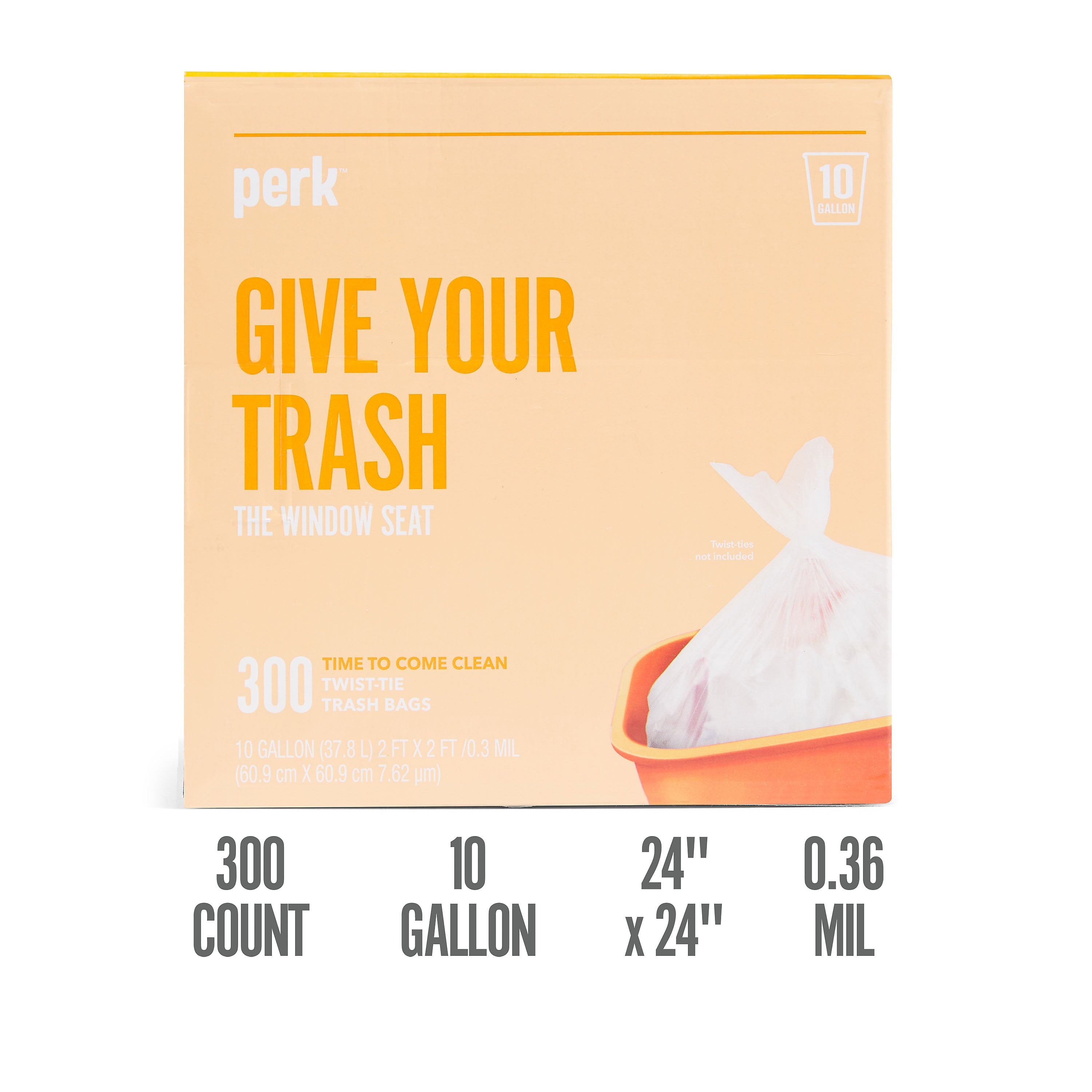 Perk™ 10 Gallon Kitchen Trash Bag, 24