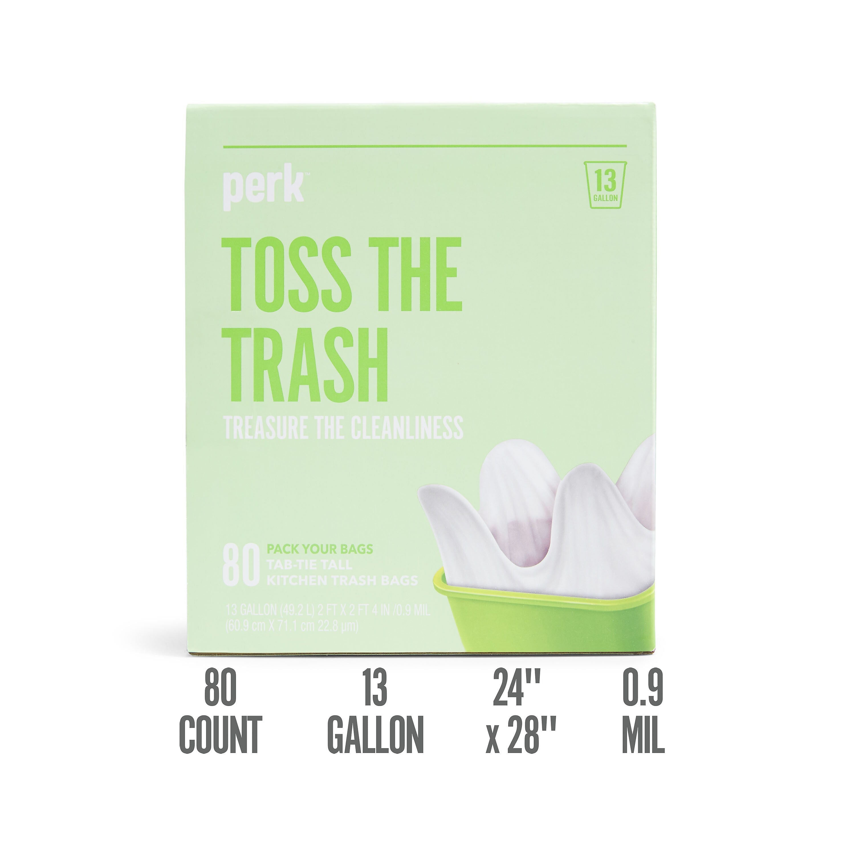 Perk™ 13 Gallon Kitchen Trash Bag, 28