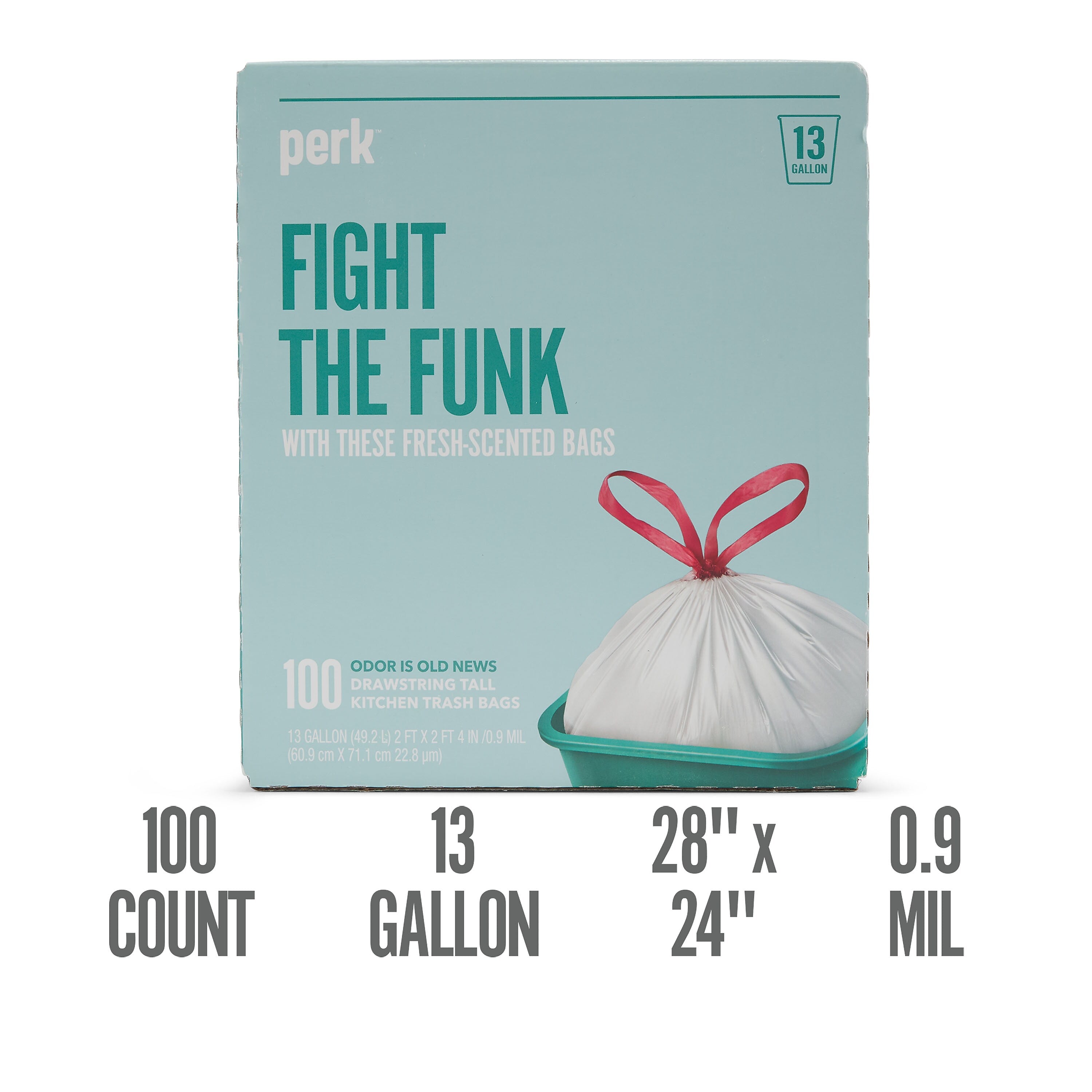 Perk™ 13 Gallon Scented Kitchen Trash Bag, 28