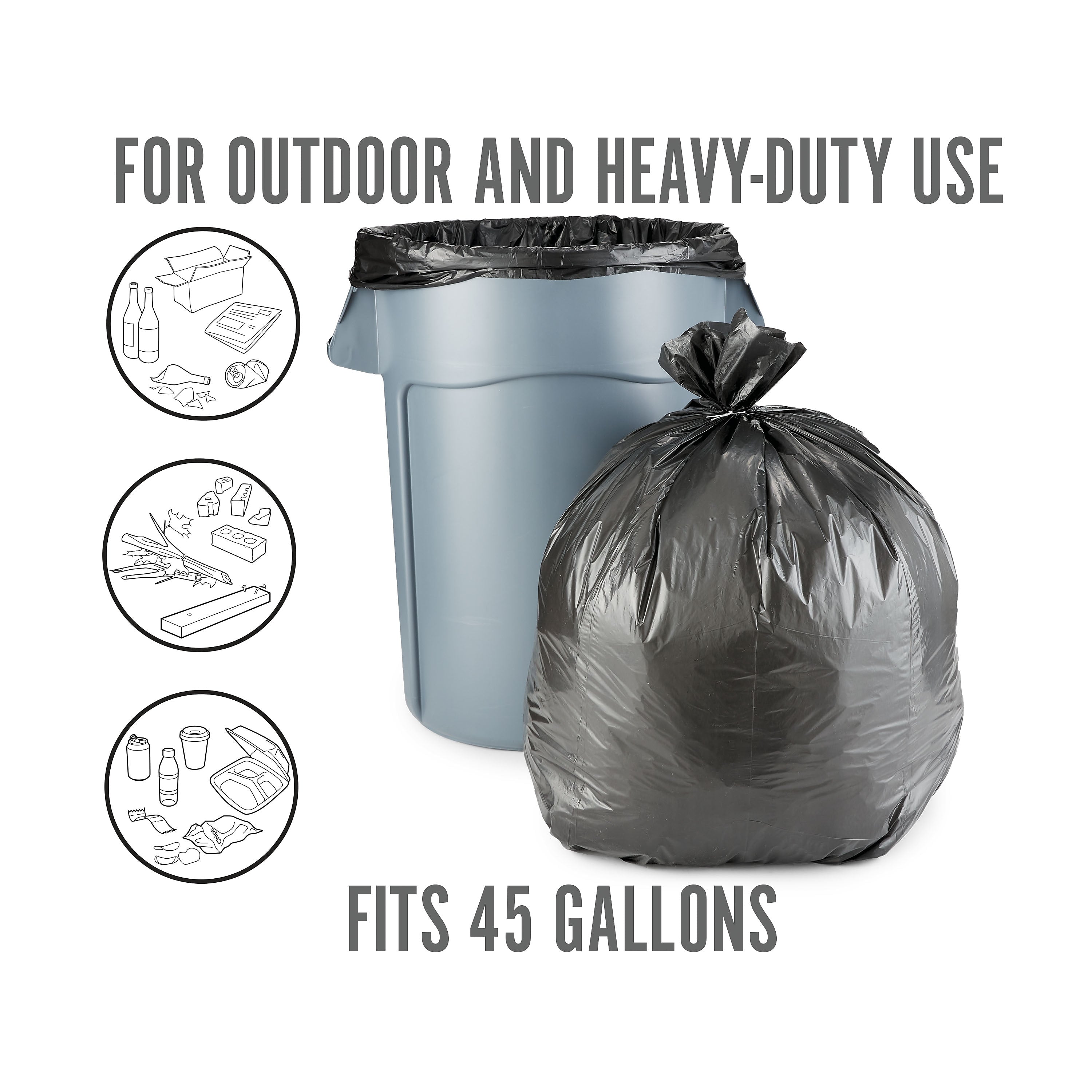 Perk™ 45 Gallon Kitchen Industrial Trash Bag, 45