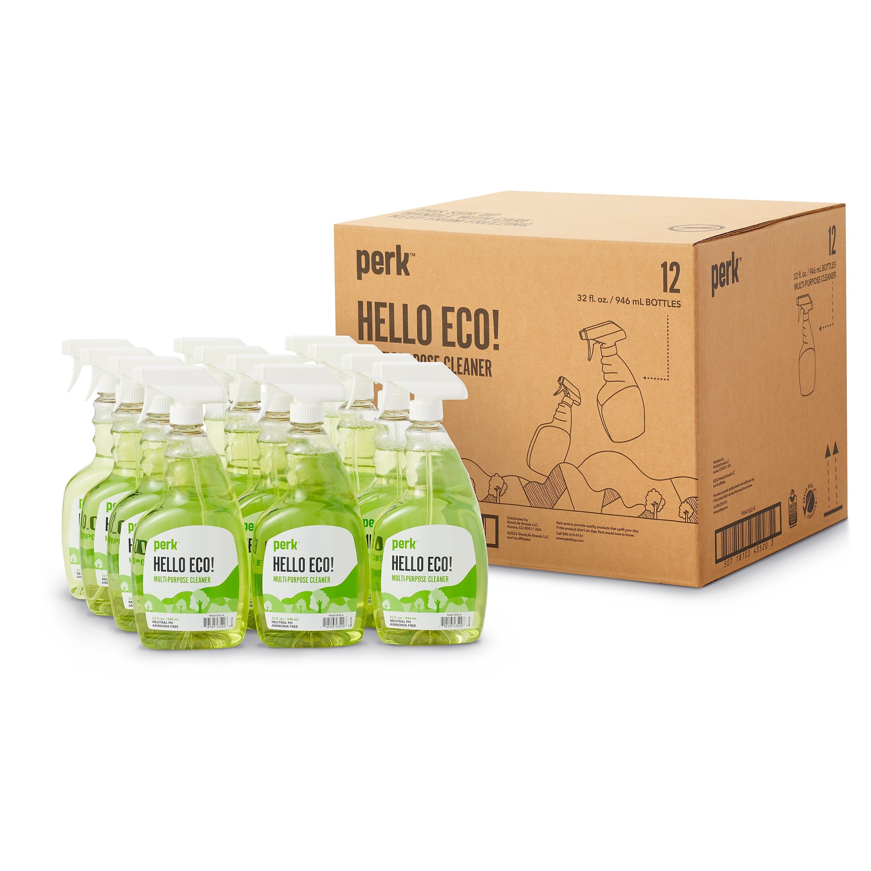 Perk All Purpose Cleaner, Ready To Use, 32 oz., 12/Carton