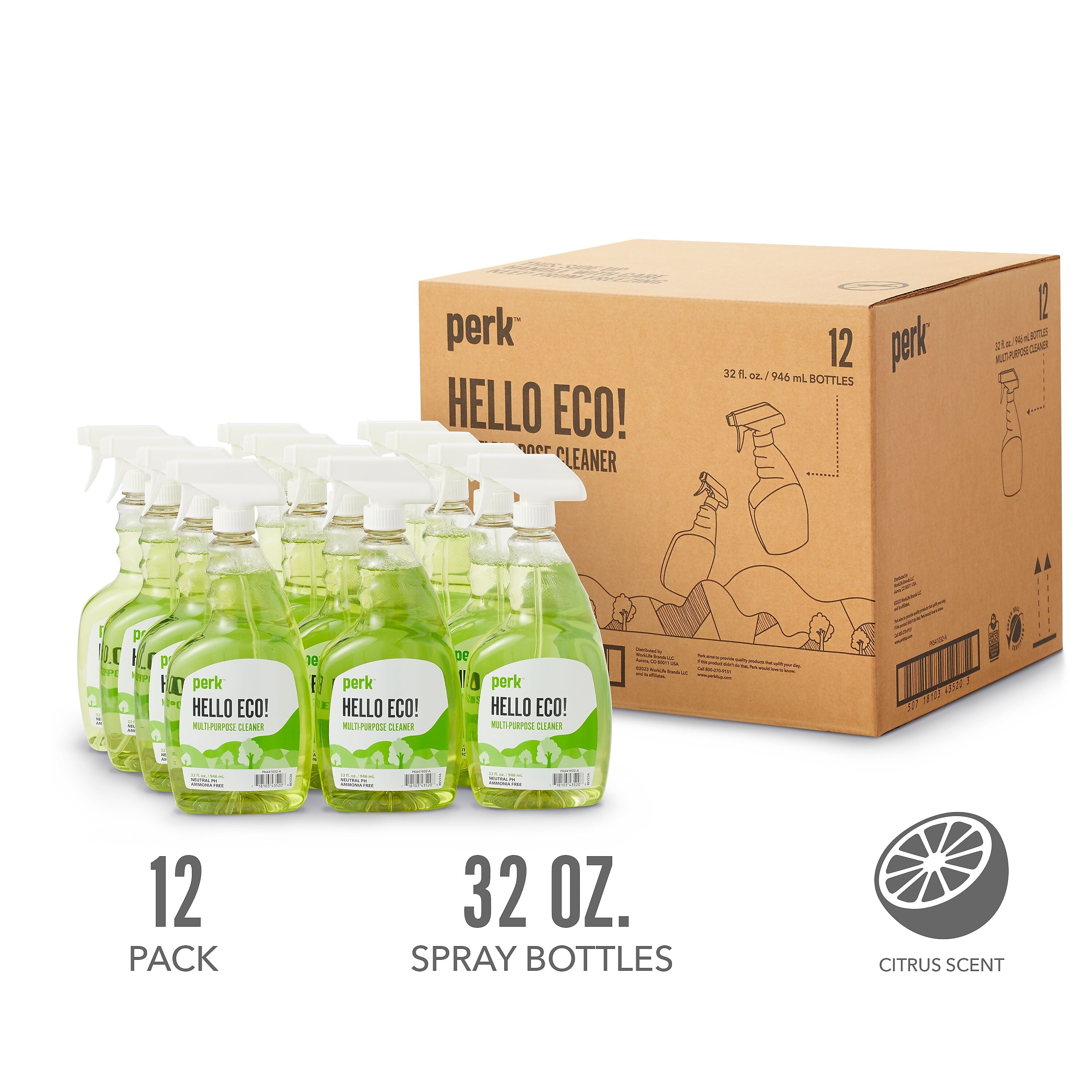 Perk All Purpose Cleaner, Ready To Use, 32 oz., 12/Carton