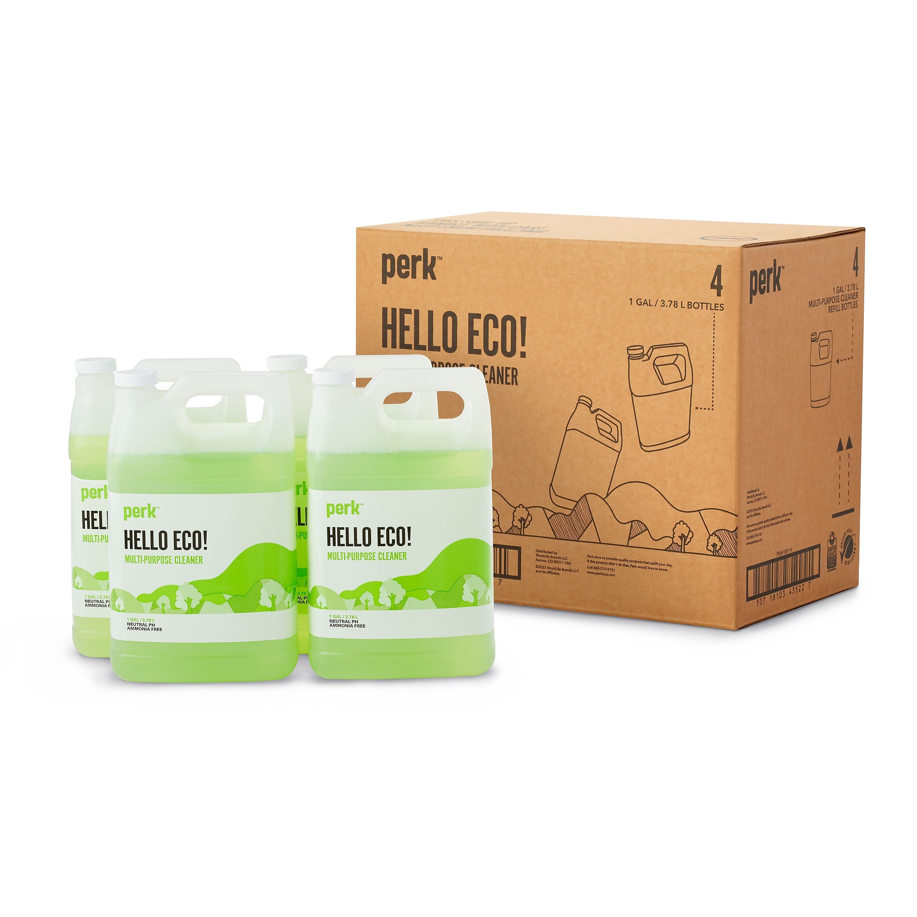 Perk All Purpose Cleaner Refills, Ready To Use, 1 Gallon, 4/Carton