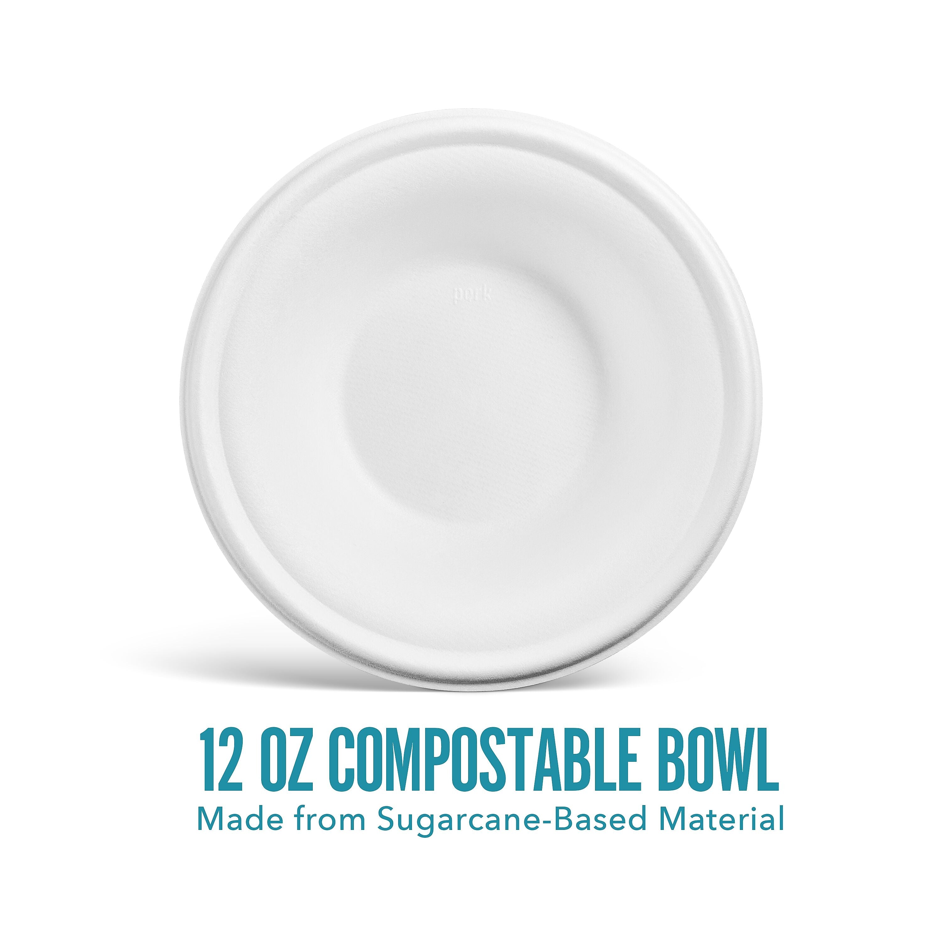 Perk™ Compostable Paper Bowls, 12 Oz., White, 125/Pack