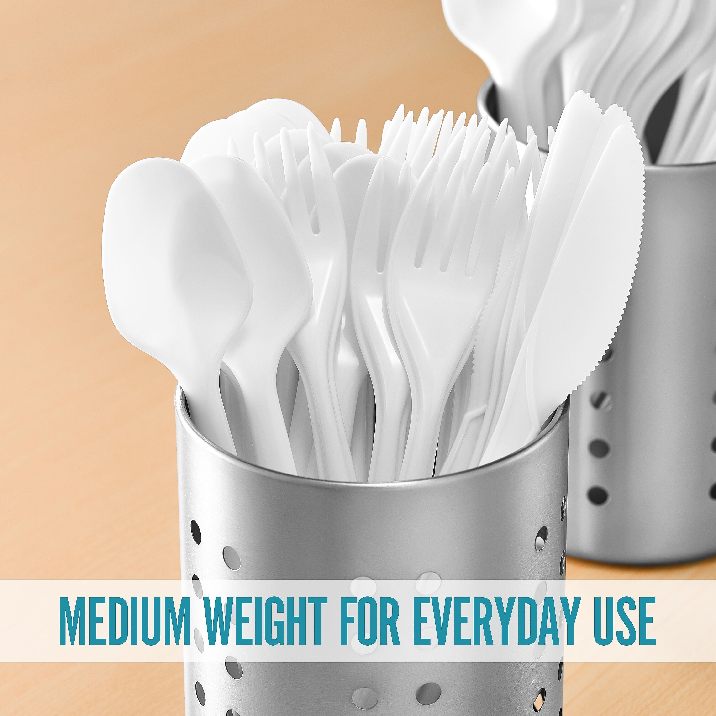Perk™ Compostable PLA Assorted Cutlery, Medium-Weight, White, 360/Pack