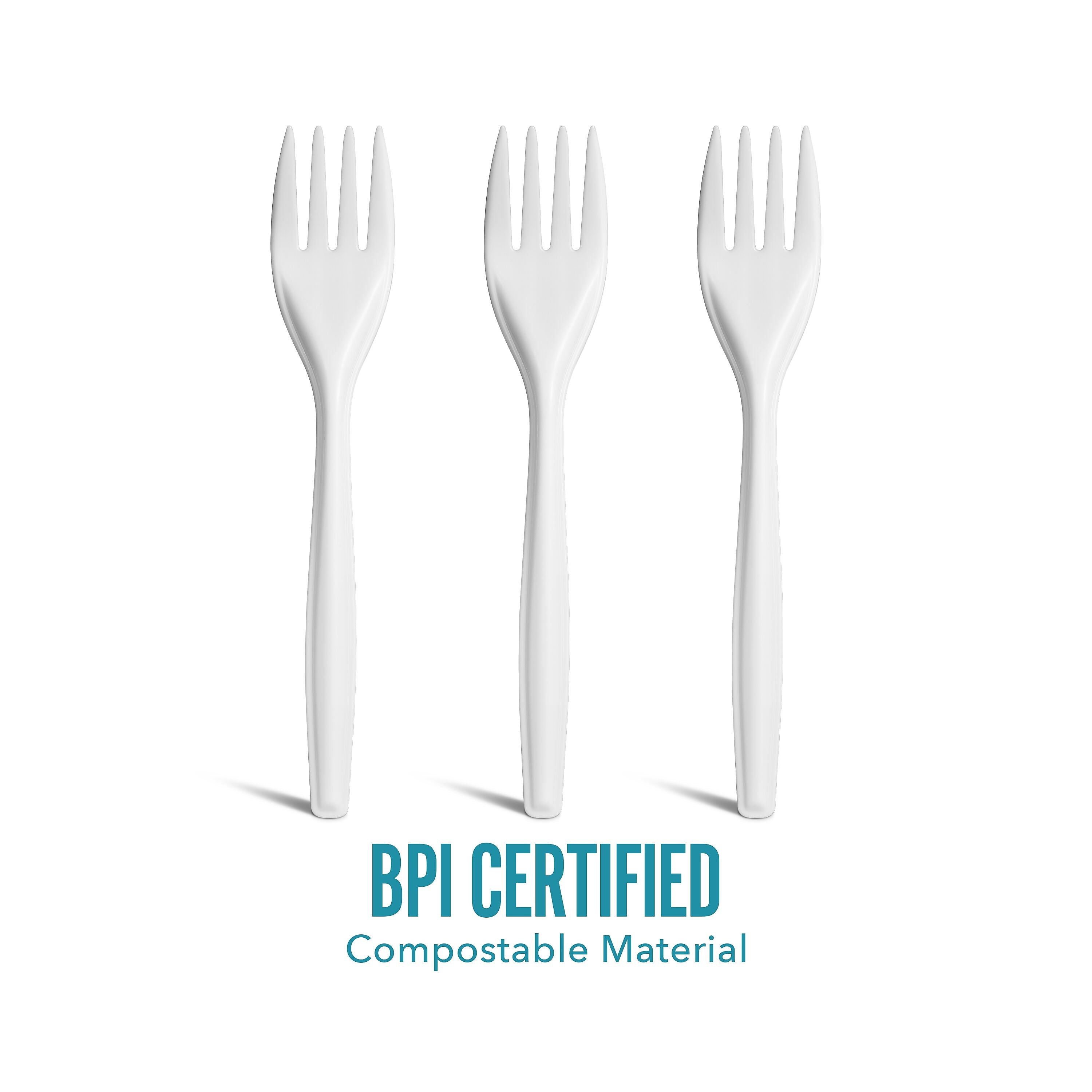 Perk™ Compostable PLA Fork, Medium-Weight, White, 300/Pack