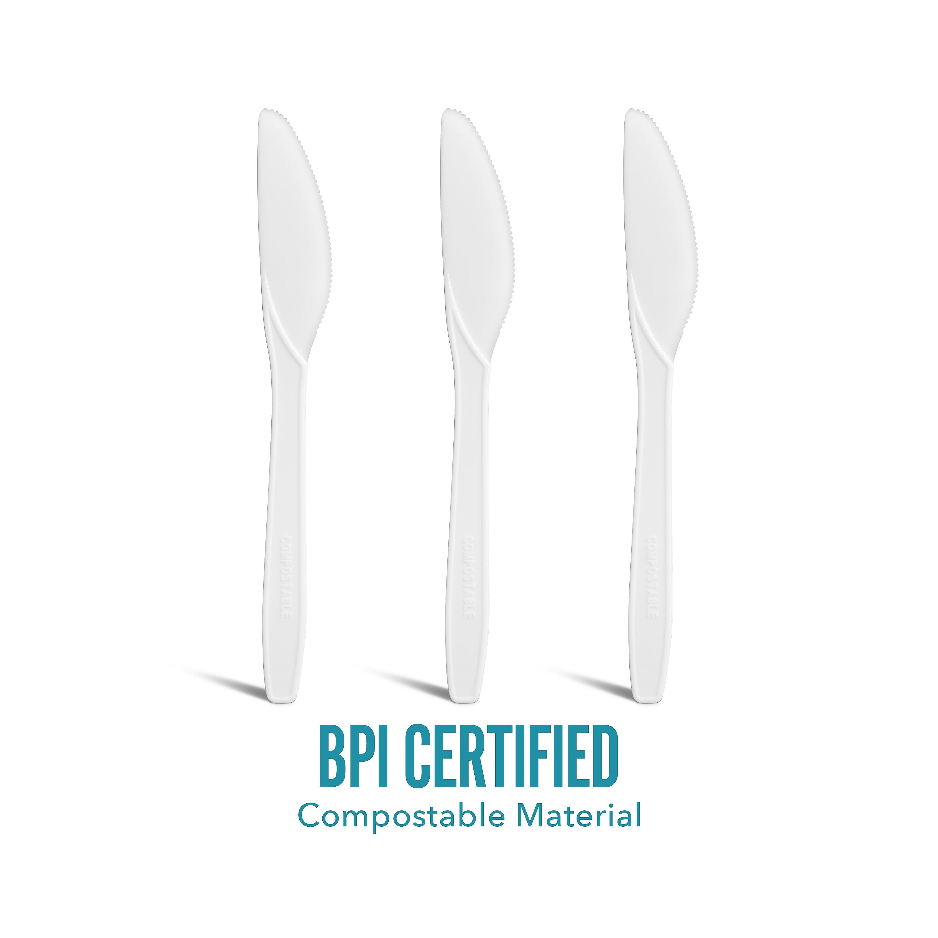 Perk™ Compostable PLA Knife, Medium-Weight, White, 300/Pack