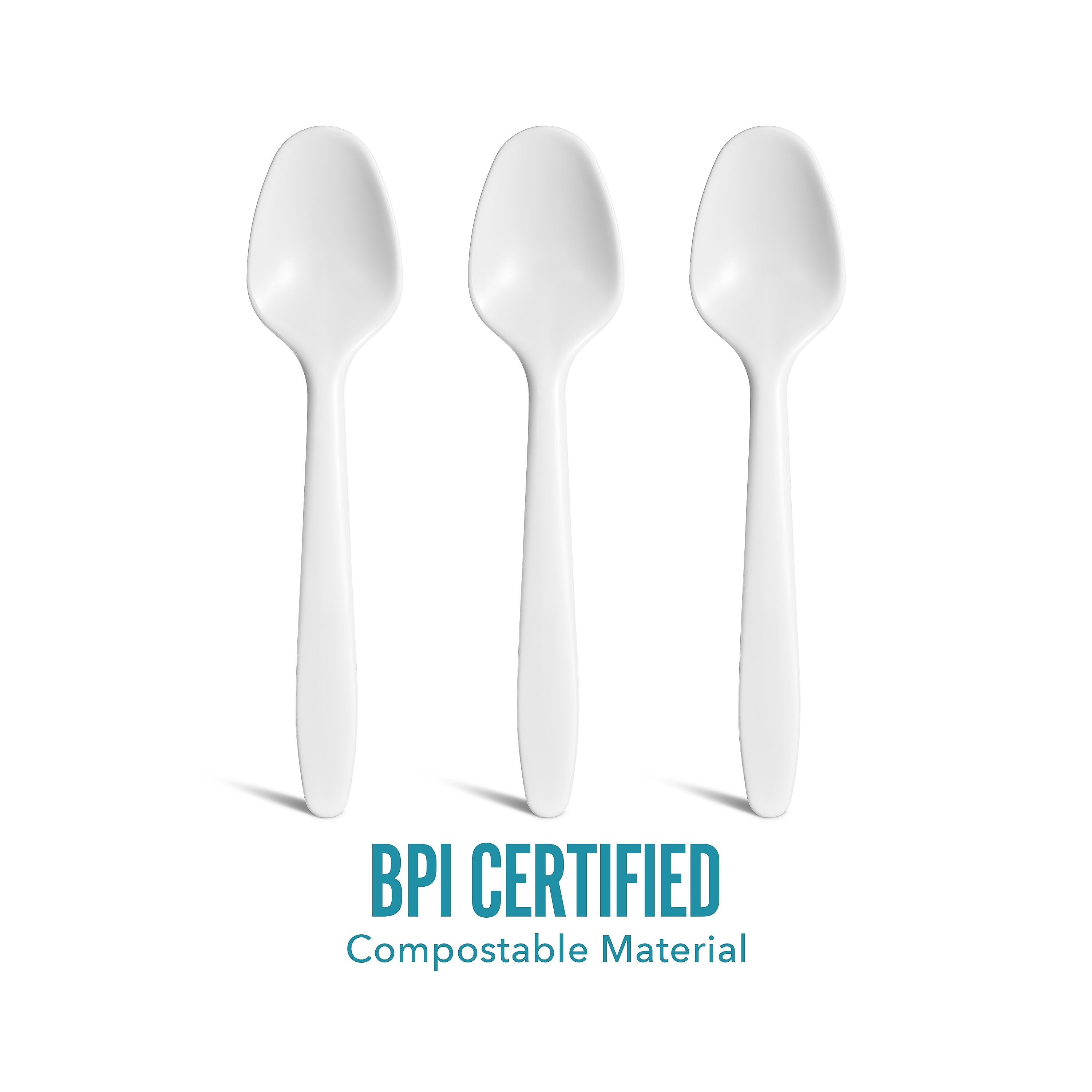 Perk™ Compostable PLA Spoon, Medium-Weight, White, 1800/Carton