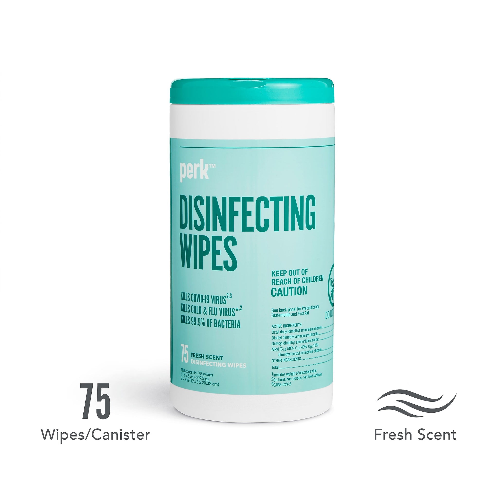 Perk™ Disinfecting Wipes, Fresh, 75 Wipes/Pack