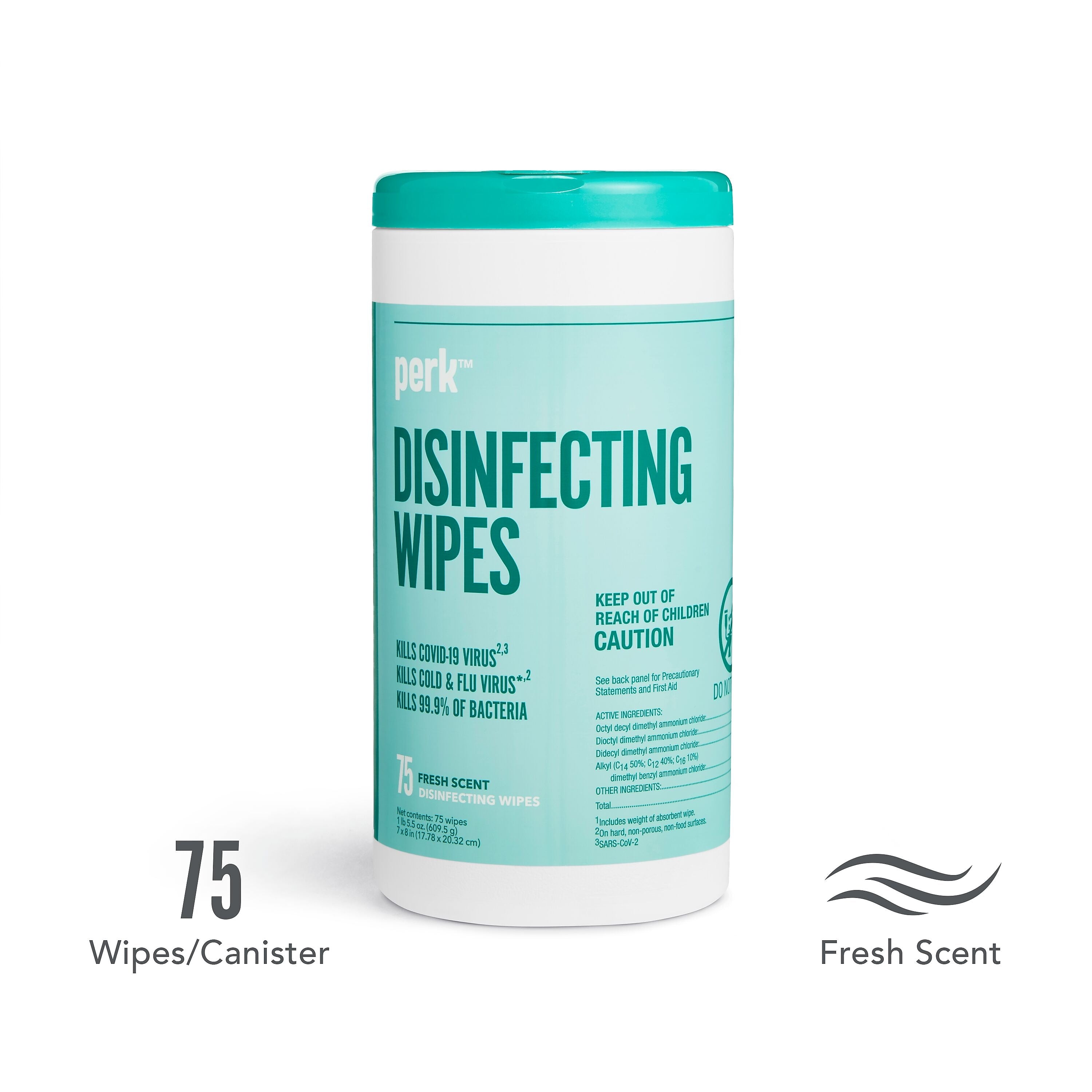 Perk™ Disinfecting Wipes, Fresh, 75 Wipes/Pack