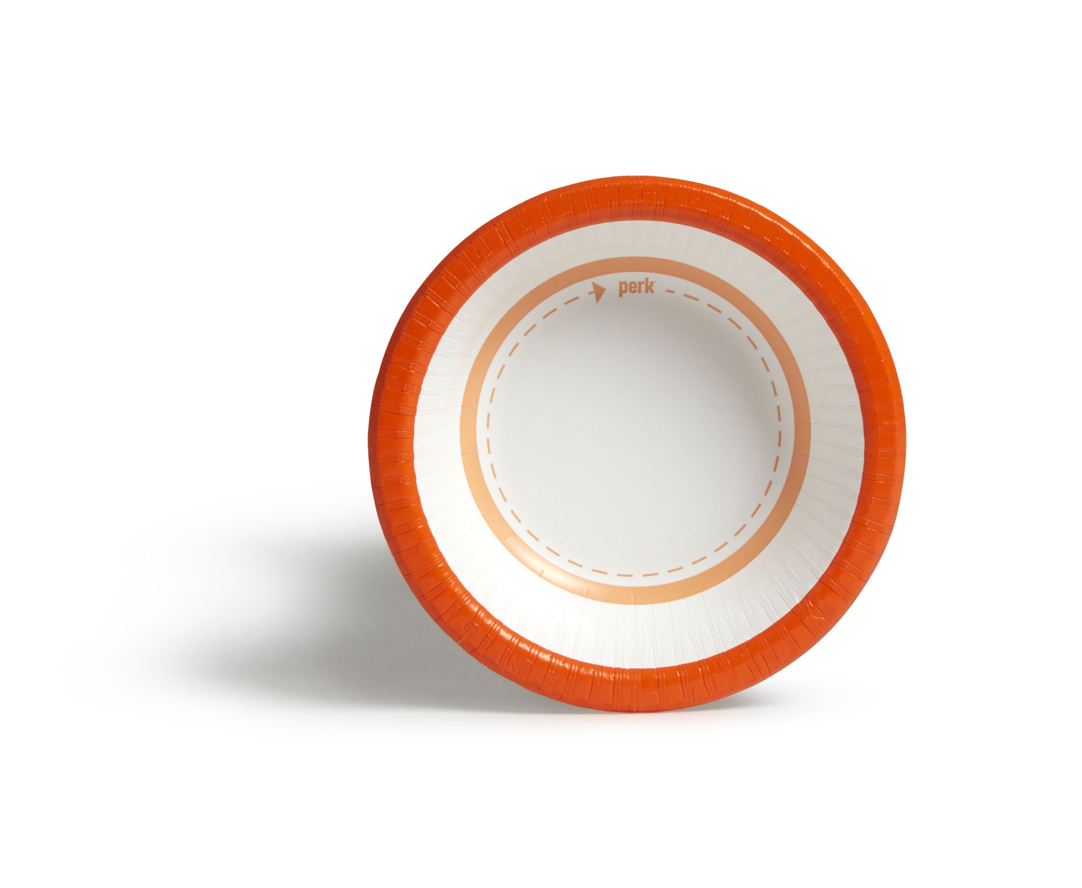 Perk™ Heavy-Weight Paper Bowl, 12 oz., White/Orange, 125/Pack