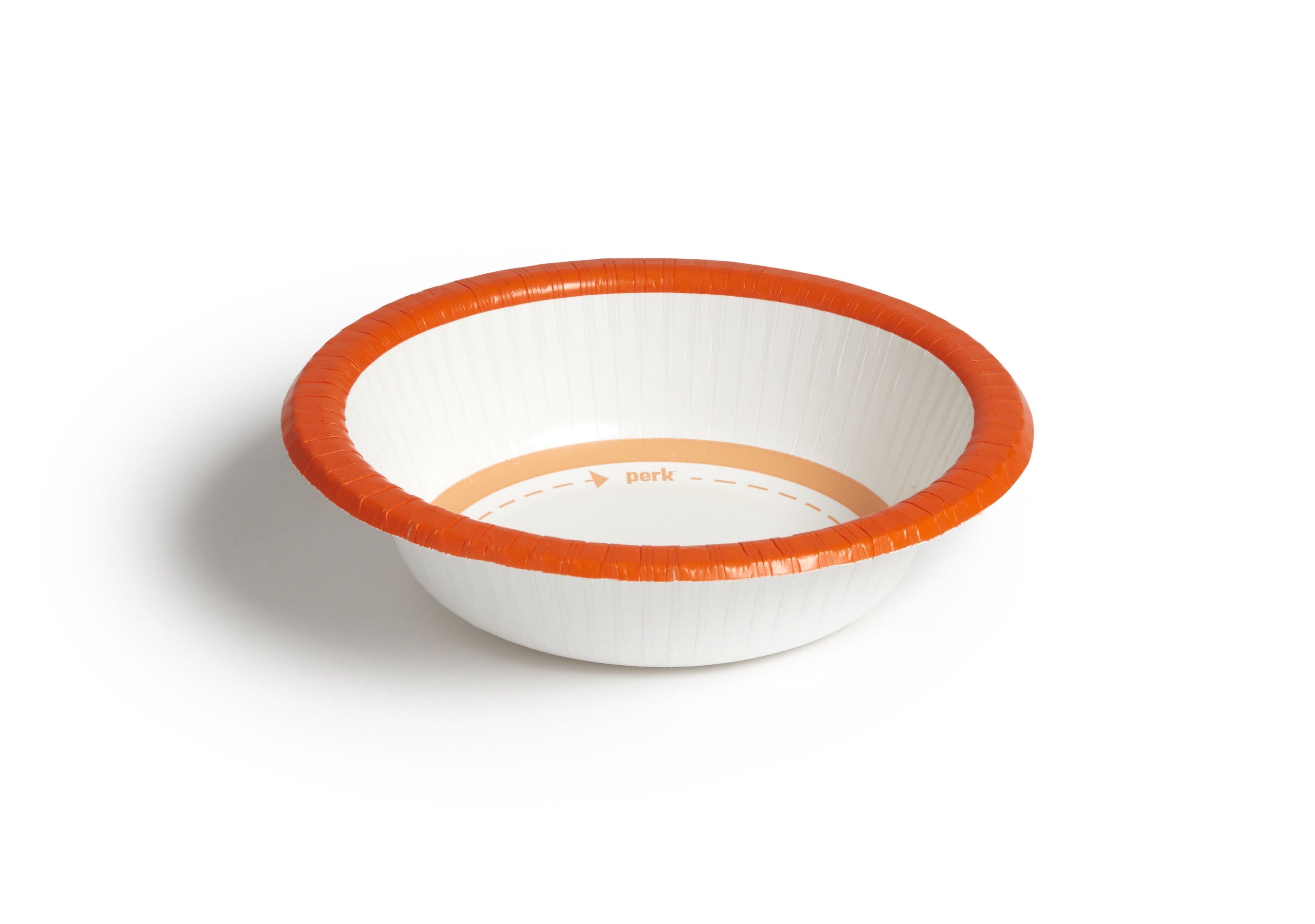 Perk™ Heavy-Weight Paper Bowl, 12 oz., White/Orange, 125/Pack