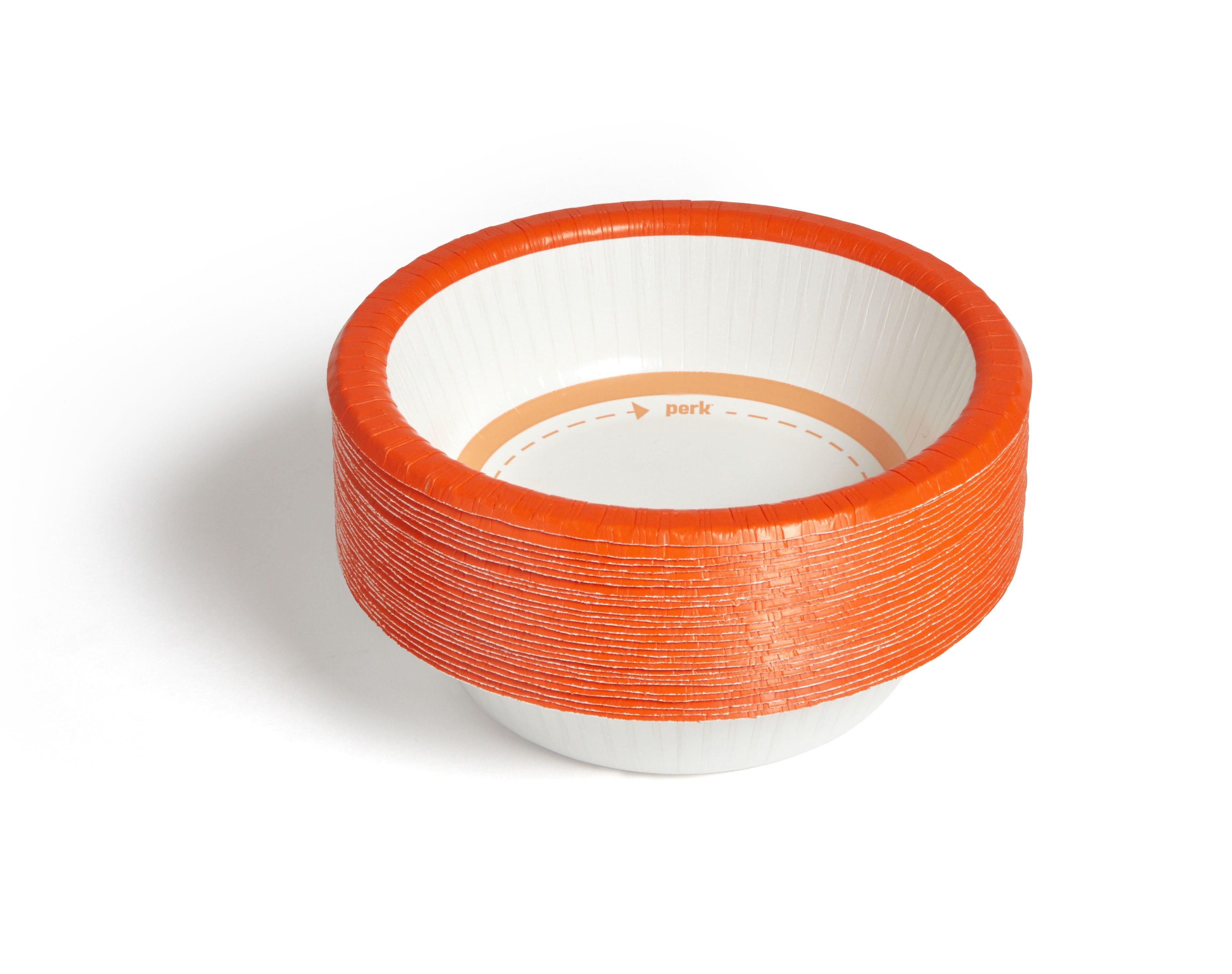 Perk™ Heavy-Weight Paper Bowl, 12 oz., White/Orange, 125/Pack
