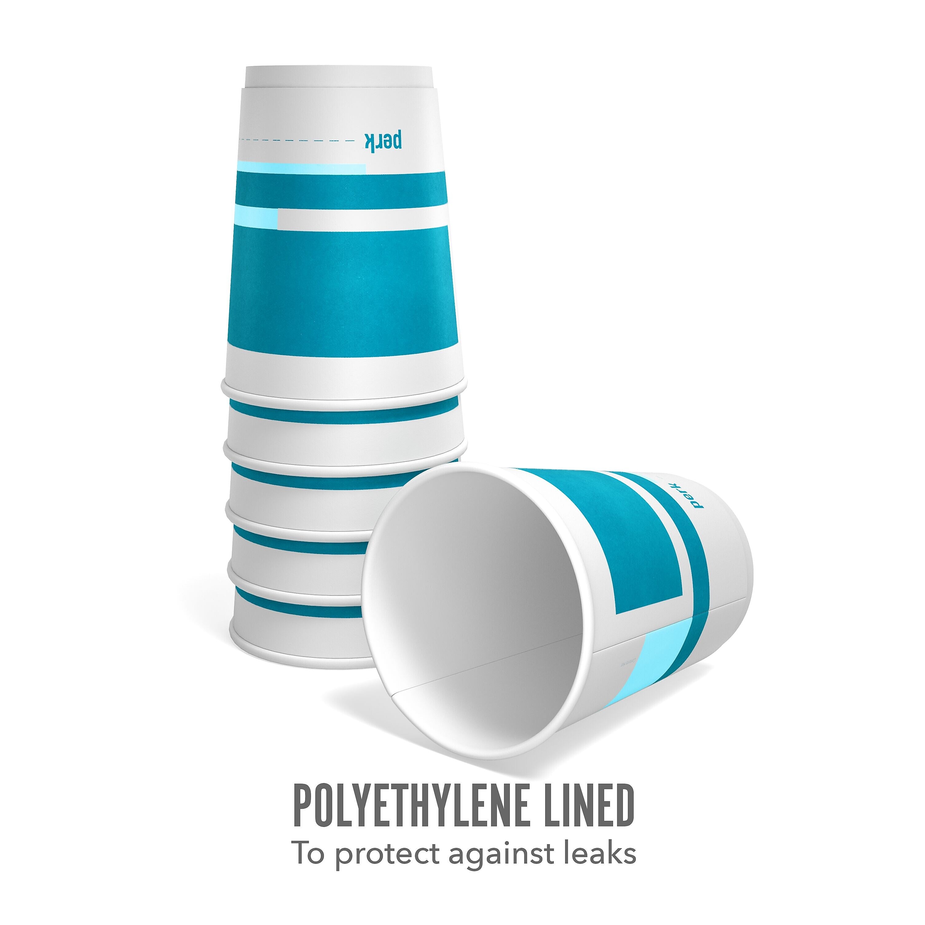 Perk™ Insulated Double Wall Paper Hot Cup, 12 oz., White/Blue, 40/Pack