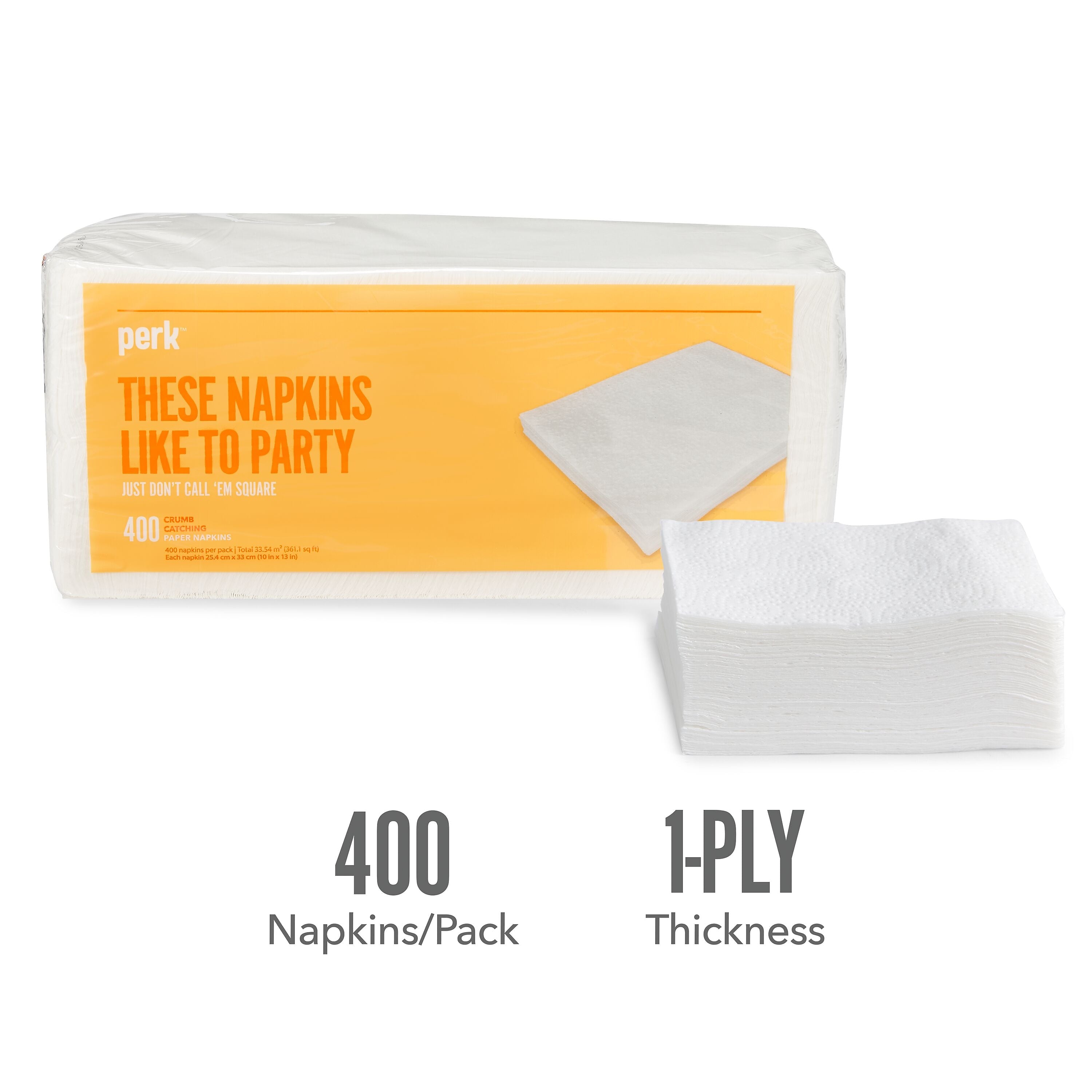 Perk™ Luncheon Lunch Napkin, 1-ply, White, 400 Napkins/Pack