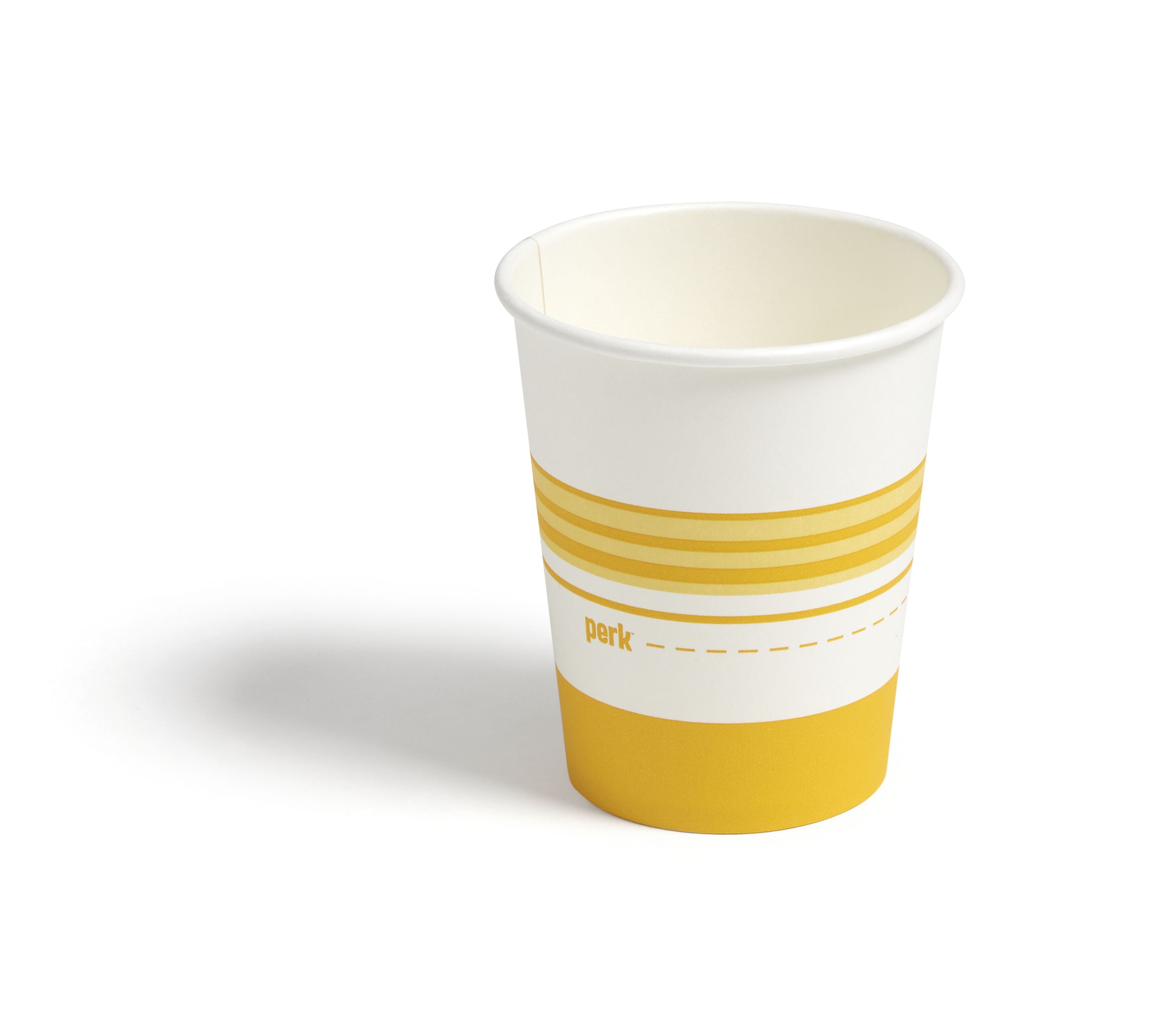 Perk™ Paper Hot Cup, 8 Oz., White/Yellow, 500/Carton